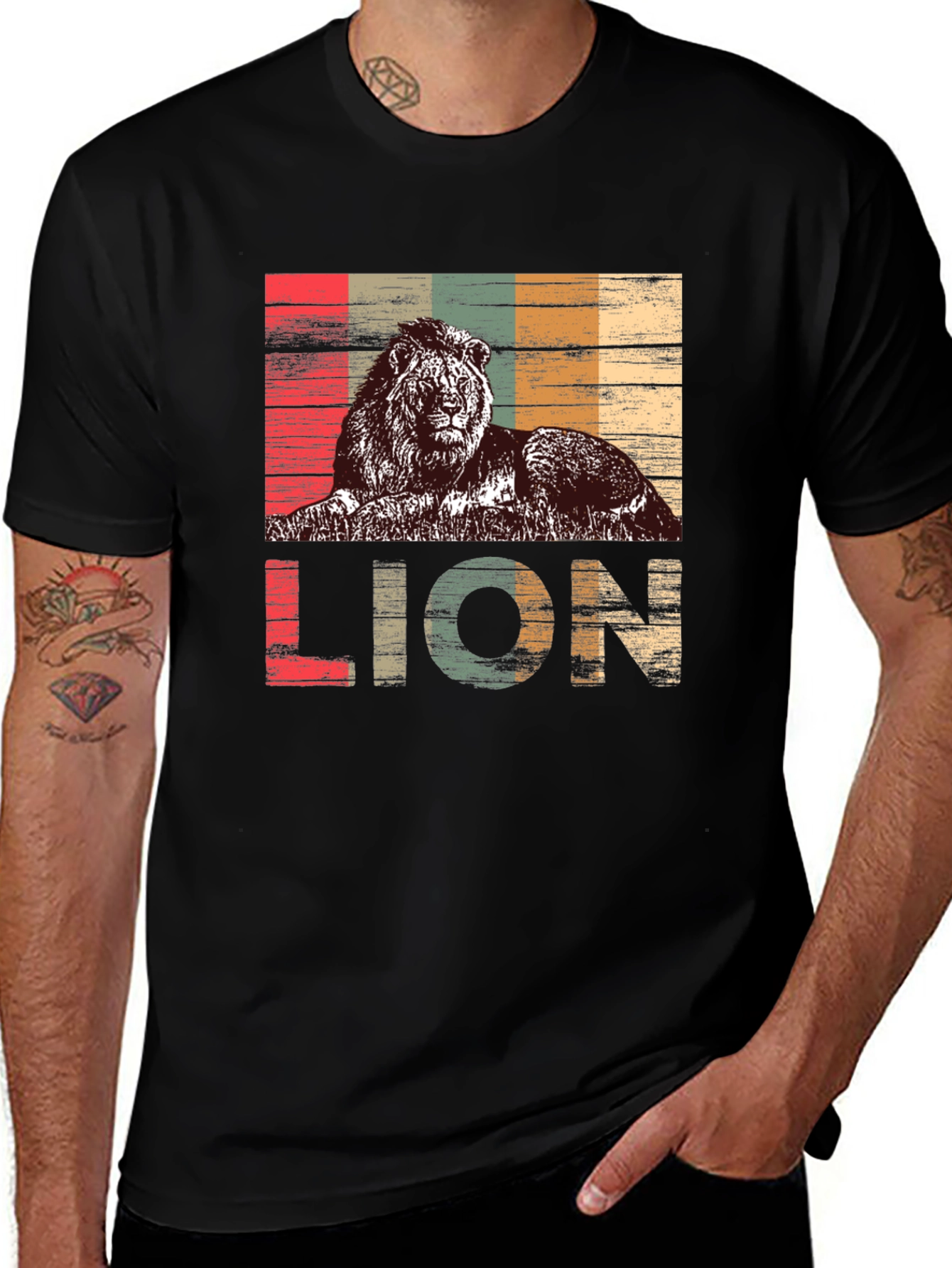 Variant 26 of Vintage Lion Graphic Black T-Shirt