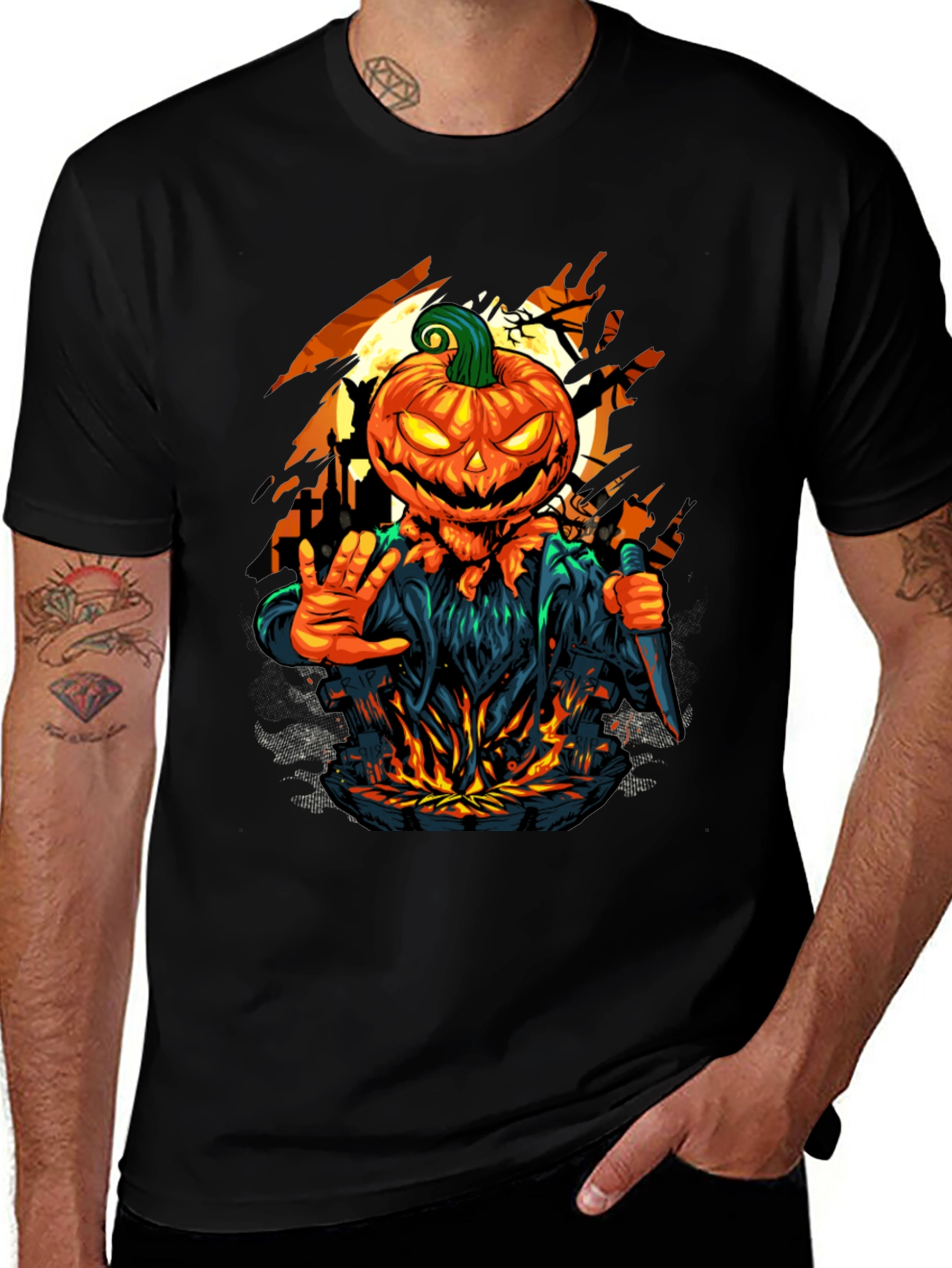 Variant 10 of Halloween Pumpkin Head Graphic T-Shirt
