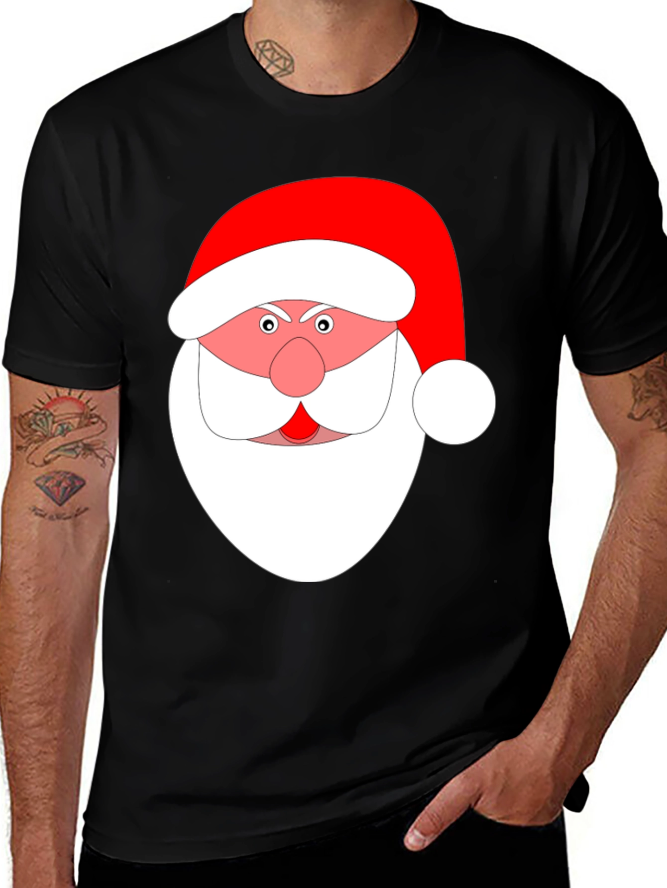 Santa Face Graphic T-Shirt - Holiday Festive Tee