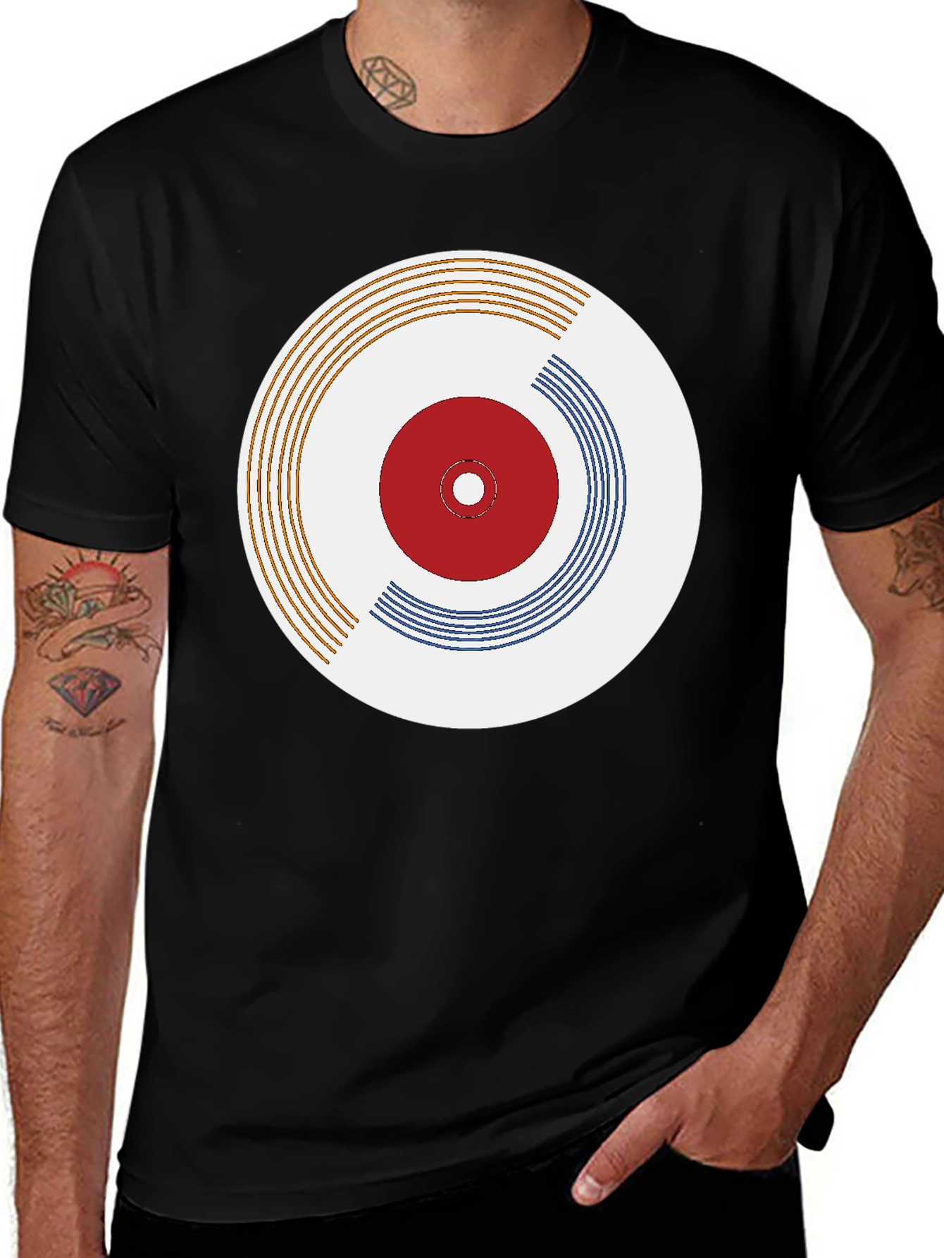 Variant 21 of Retro Record Graphic Tee - Black Casual Shirt