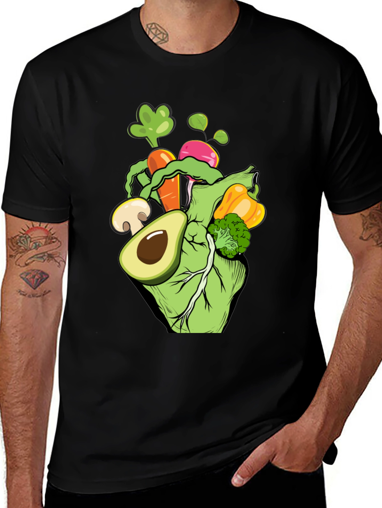 Vegetable Heart Graphic T-Shirt - Vegan Style