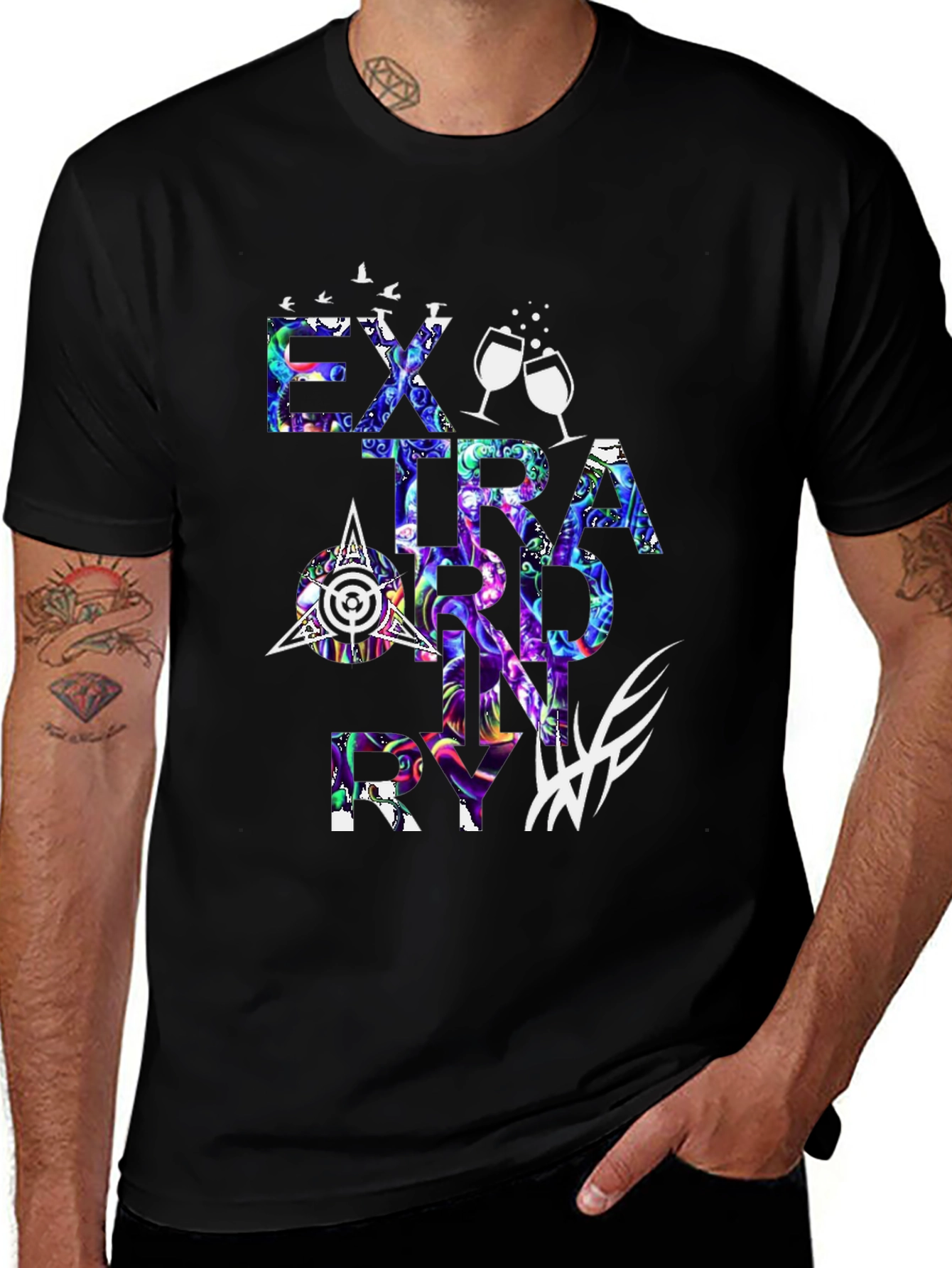 Variant 18 of Extraordinary Graphic Print T-Shirt - Black