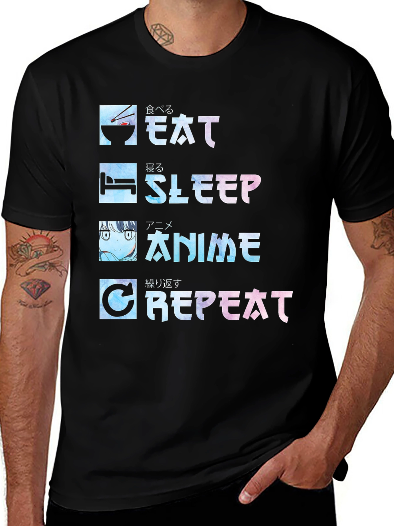 Variant 25 of Eat Sleep Anime Repeat T-Shirt