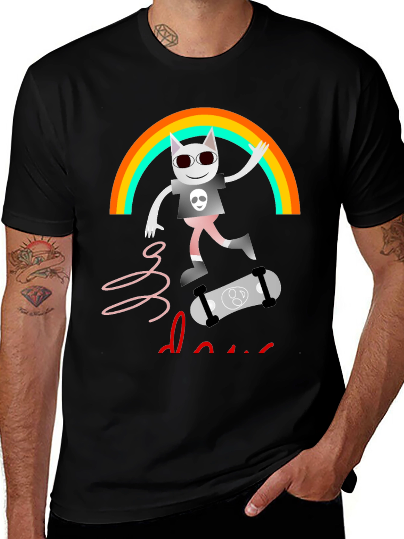 Variant 15 of Rainbow Skater Cat T-Shirt - Cool Graphic Tee