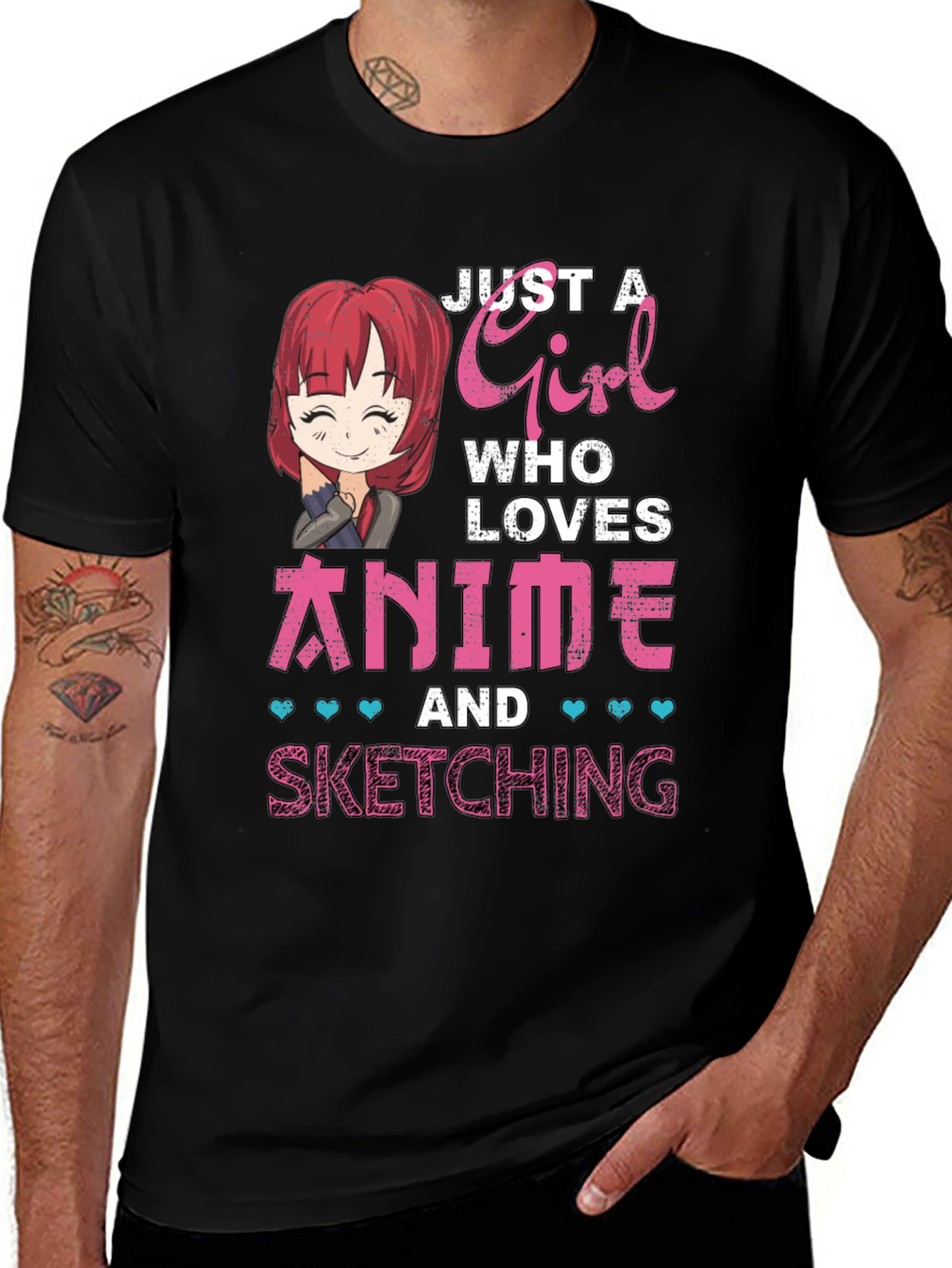 Variant 3 of Anime Girl Sketching T-Shirt - Cute Manga Lover Tee