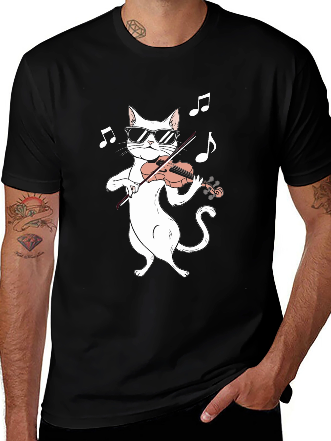 Variant 13 of Cool Cat Violinist T-Shirt - Music Lover Tee