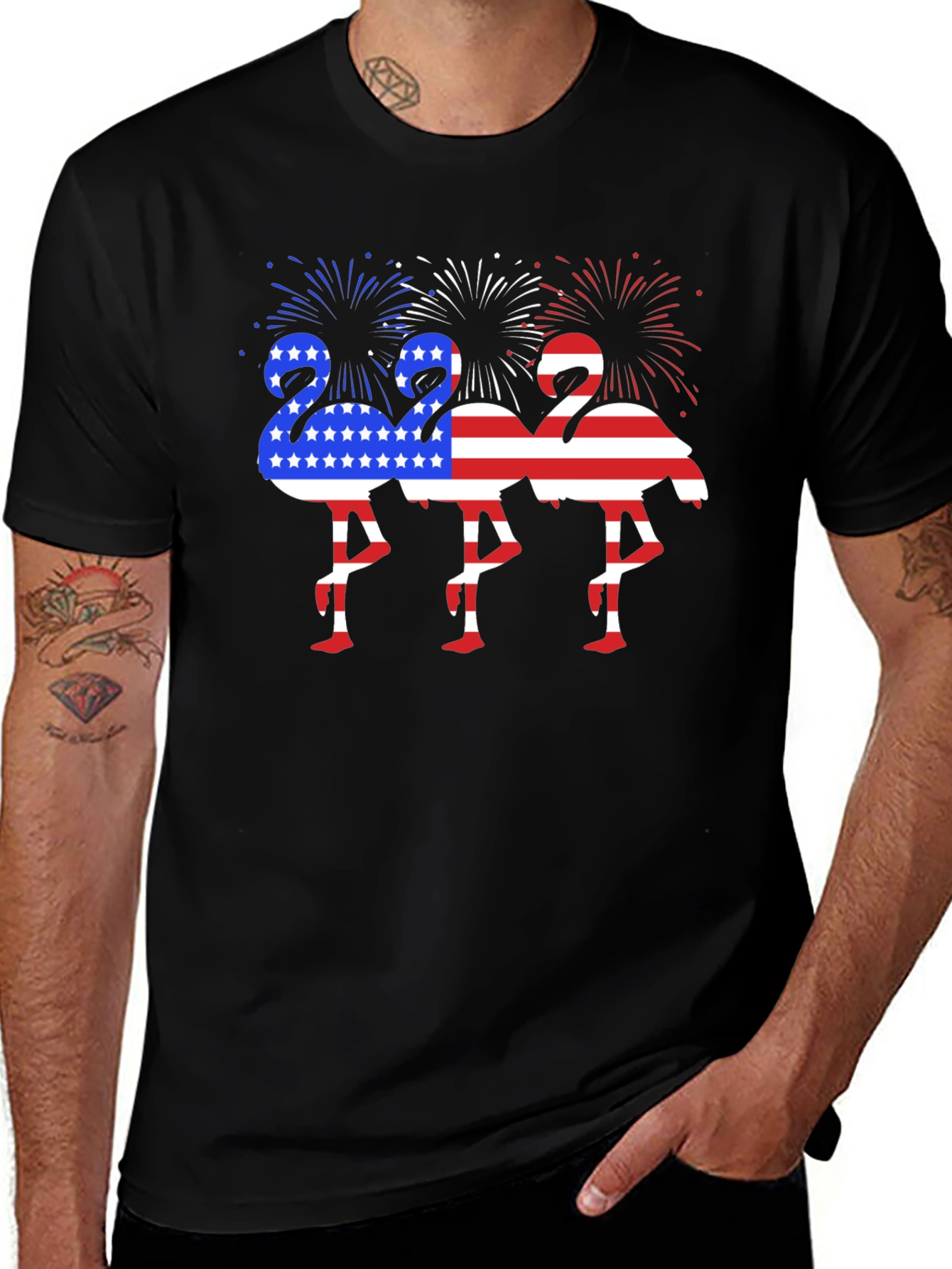 Black Patriotic Flamingo Graphic Tee main image