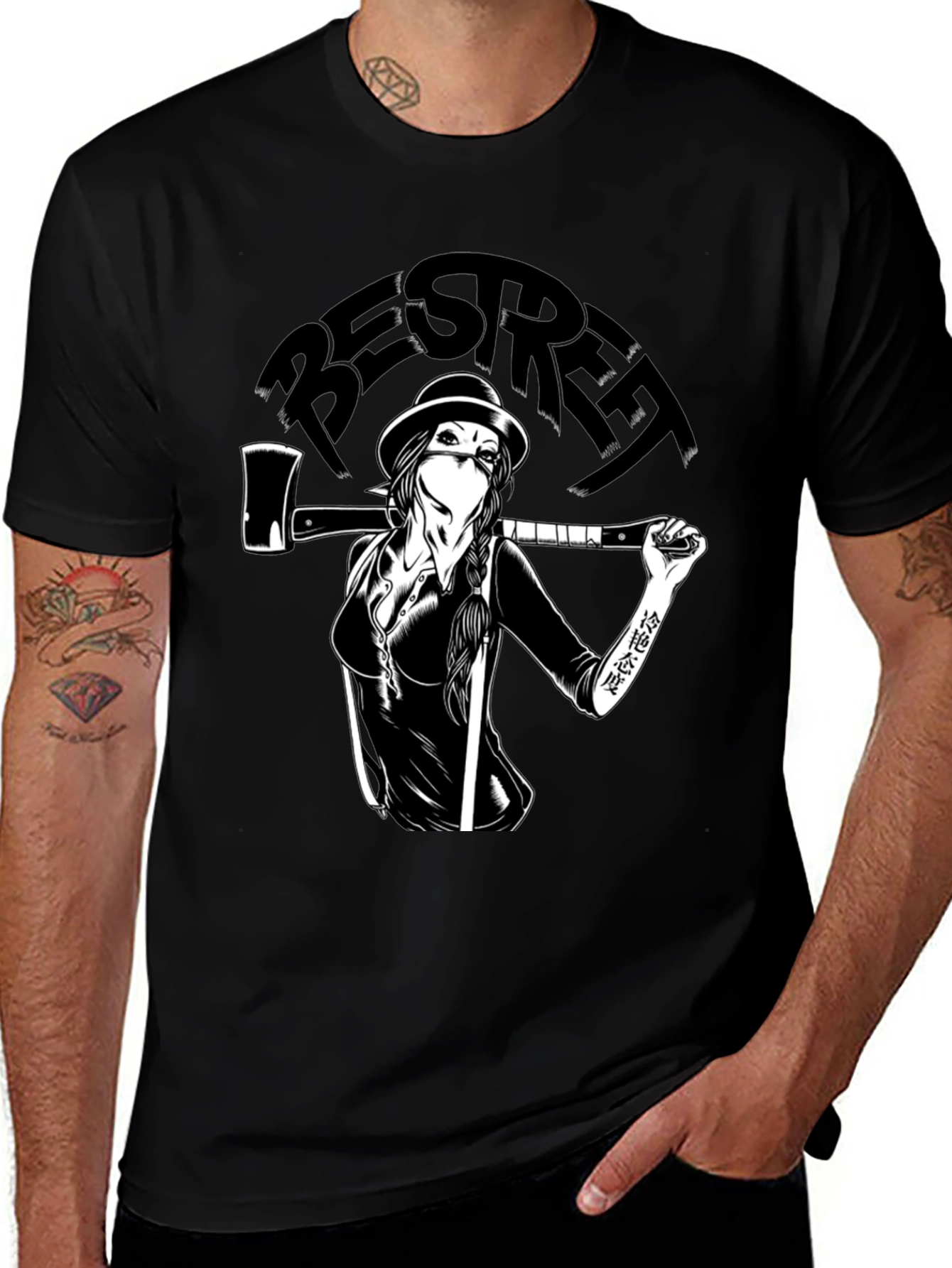 BESRER T-Shirt: Axe-Wielding Girl Graphic Tee