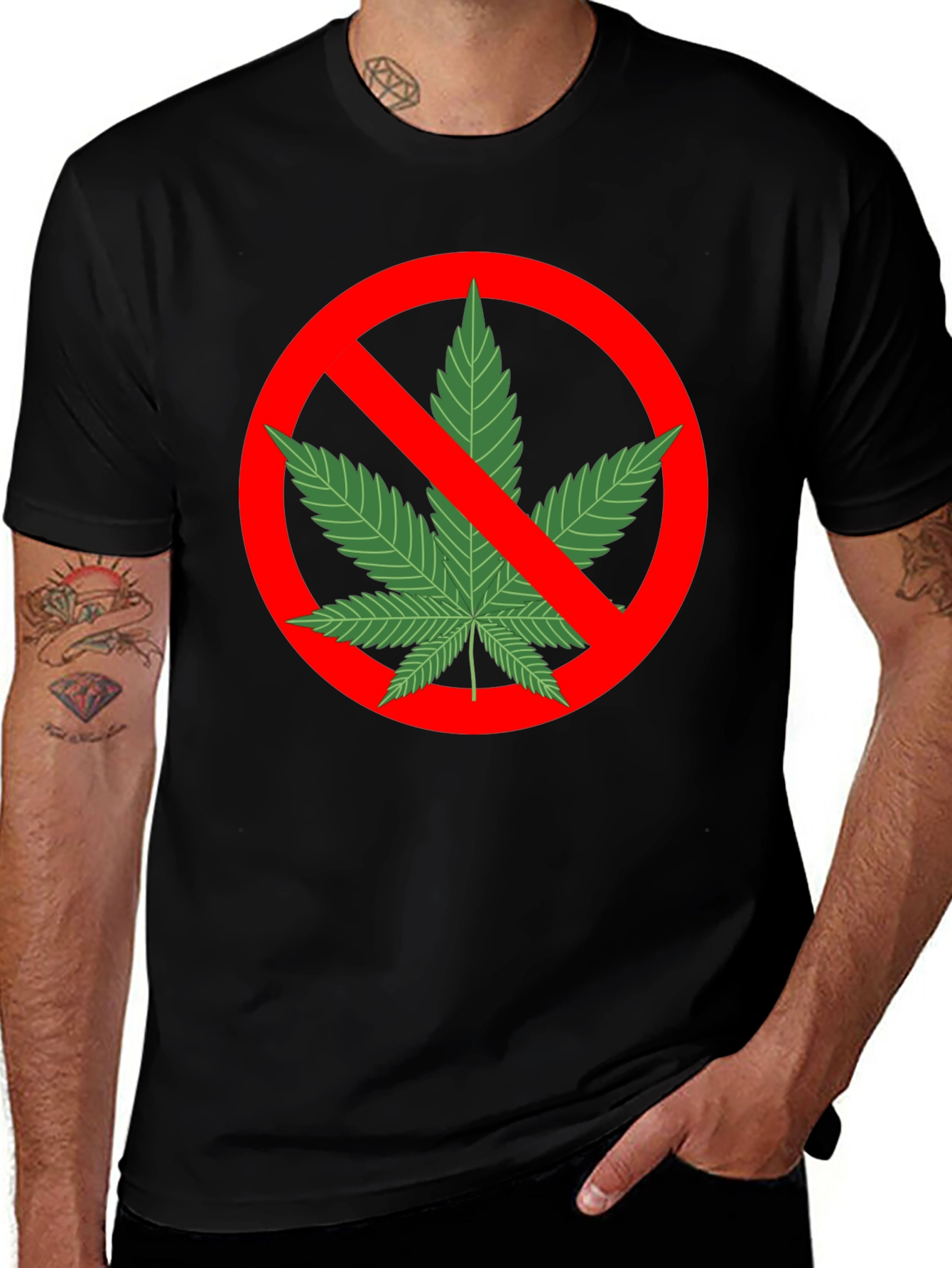 Variant 29 of Anti-Marijuana Graphic Tee - Black Cotton T-Shirt