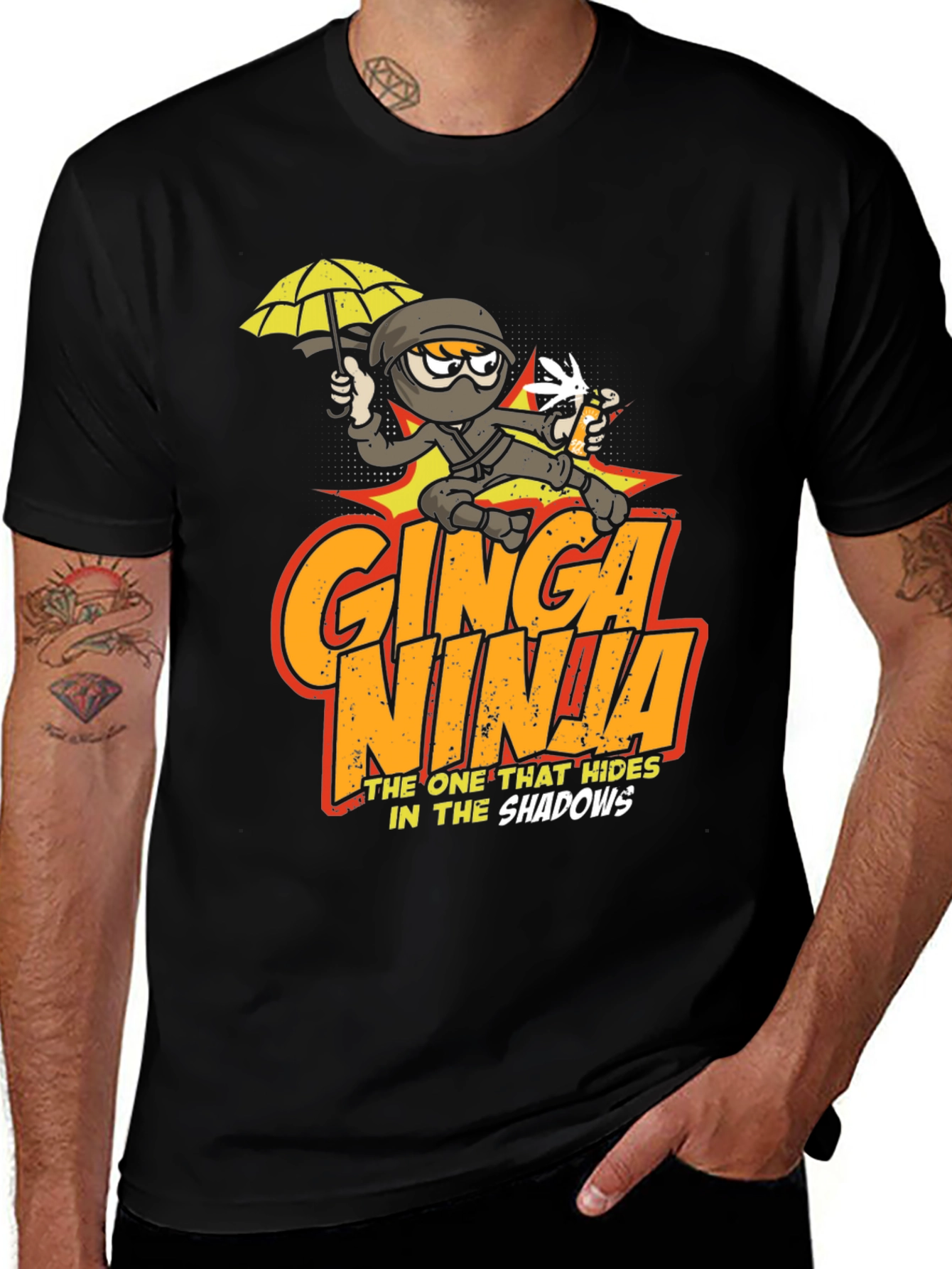 Ginga Ninja T-Shirt: Shadow Hides Cartoon Design