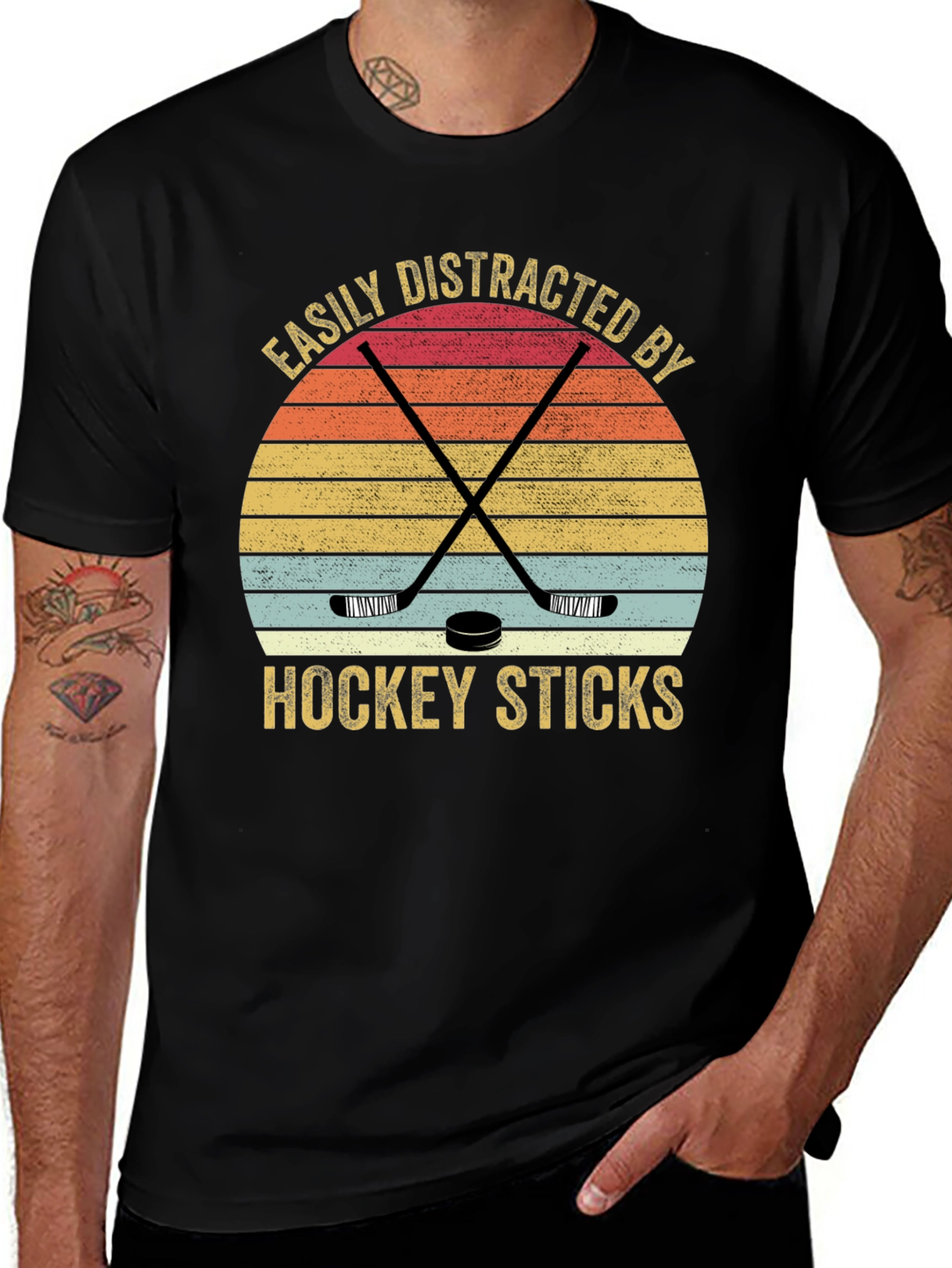 Variant 2 of Easily Distracted by Hockey Sticks T-Shirt