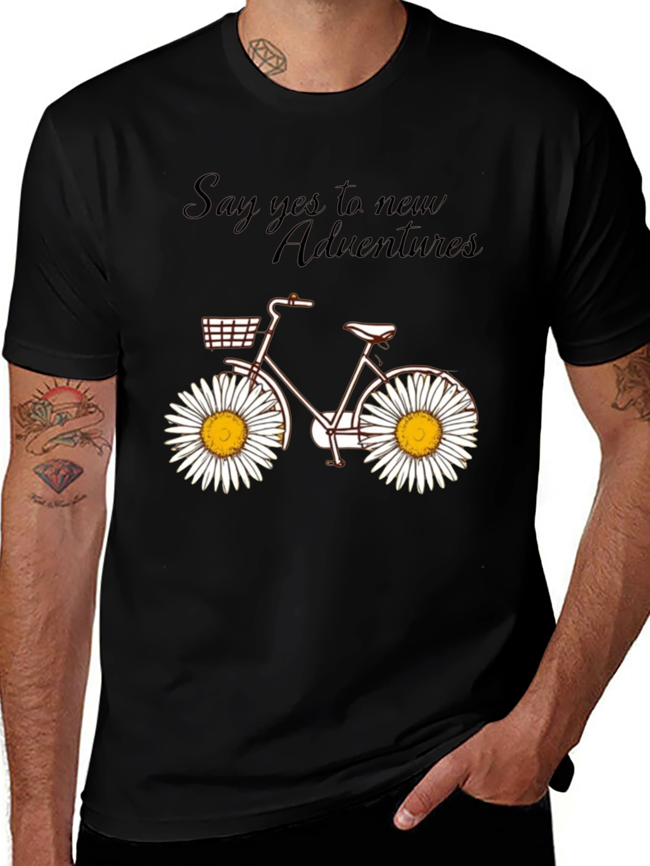 Variant 15 of Daisy Wheel Bicycle T-Shirt: Adventure Ready Style