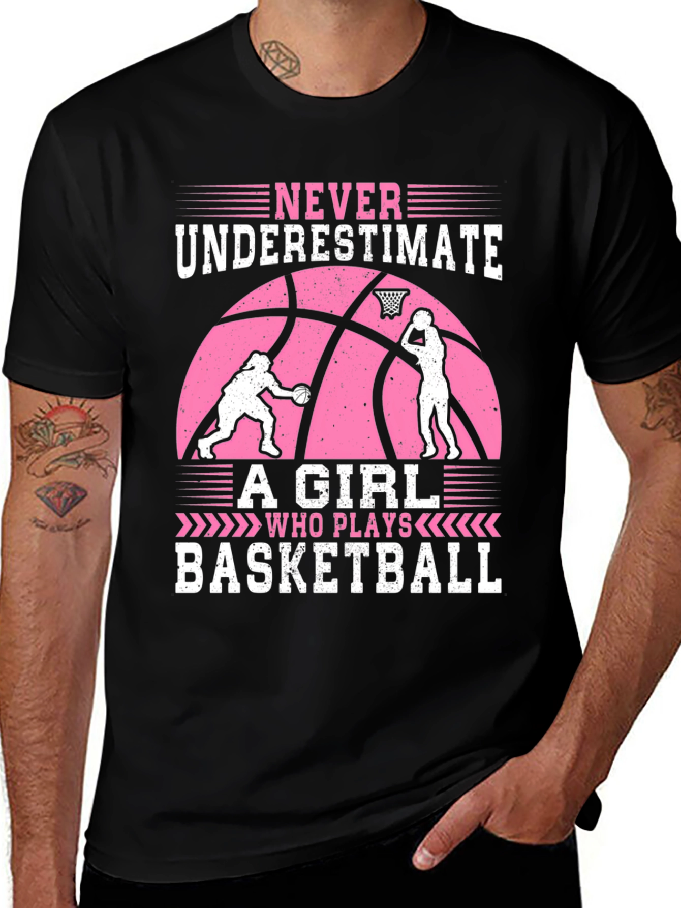 Never Underestimate a Girl Basketball Graphic Tee