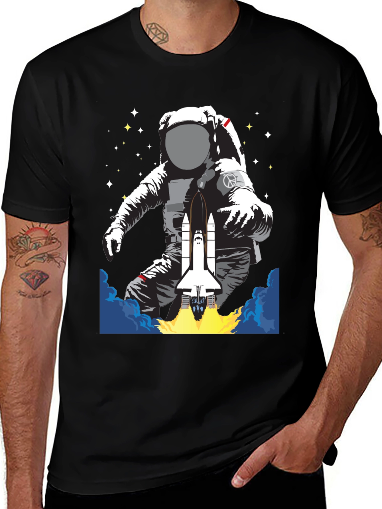 Variant 3 of Astronaut Space Shuttle Graphic T-Shirt