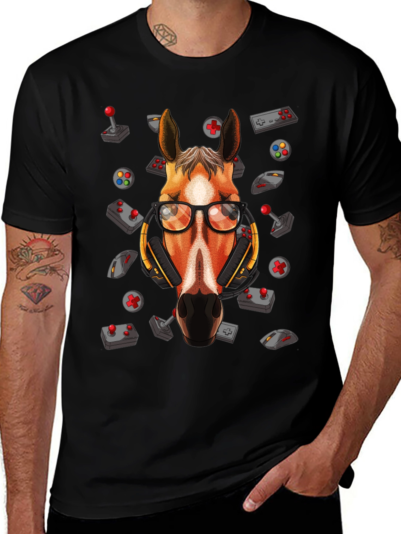 Variant 6 of Gamer Horse Graphic Tee - Funny Animal Lover T-Shirt