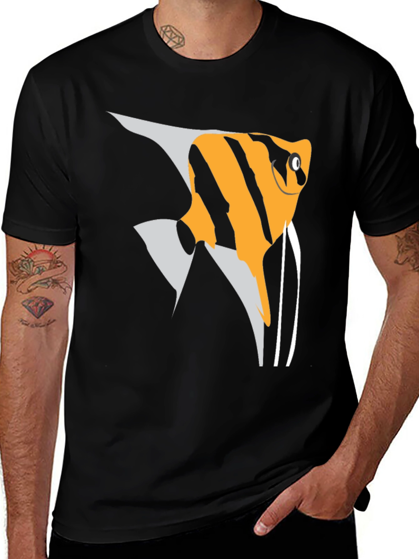 Variant 3 of Angelfish Graphic Tee - Stylish Black T-Shirt