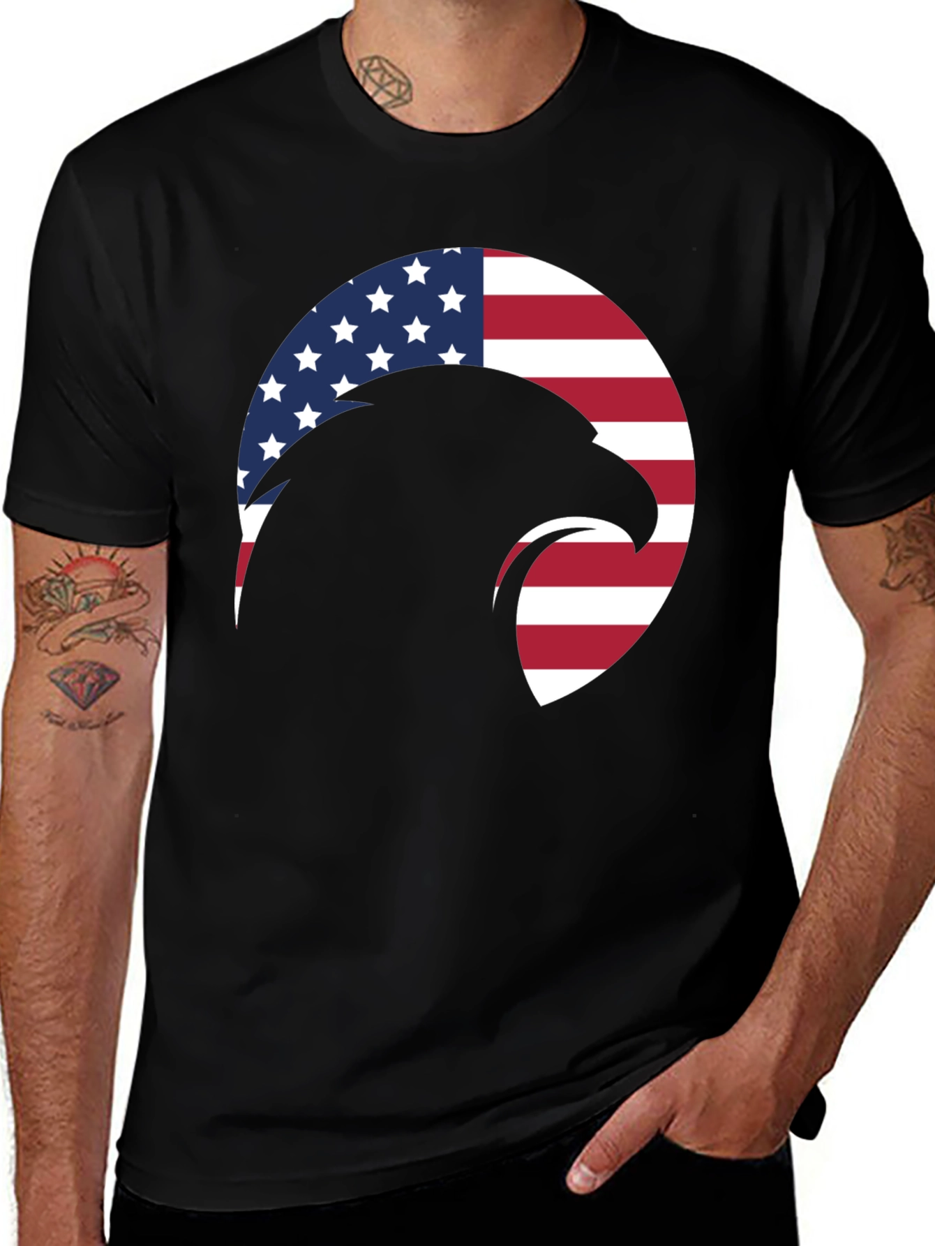 Black American Eagle Graphic T-Shirt - Patriotic Style main image