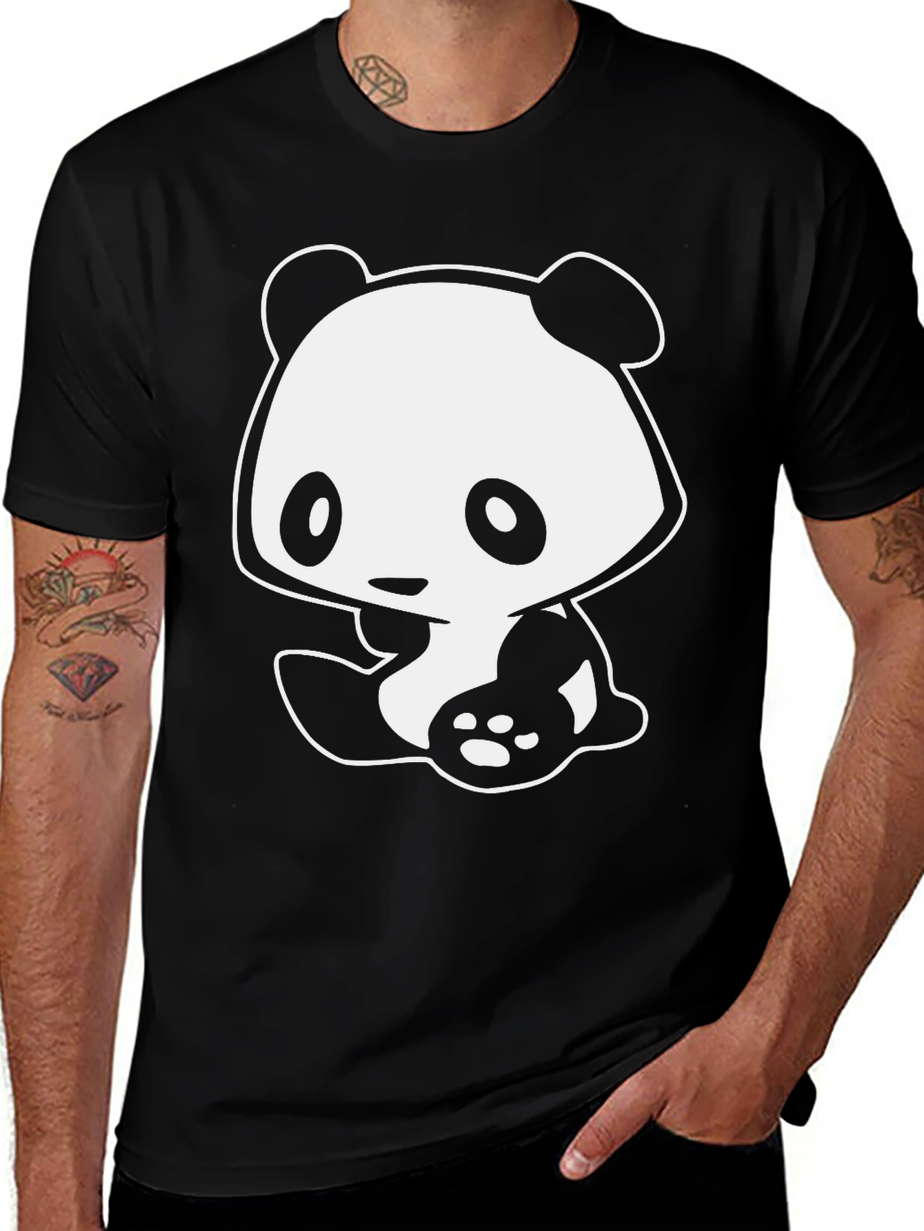 Variant 17 of Cute Panda Graphic Black T-Shirt