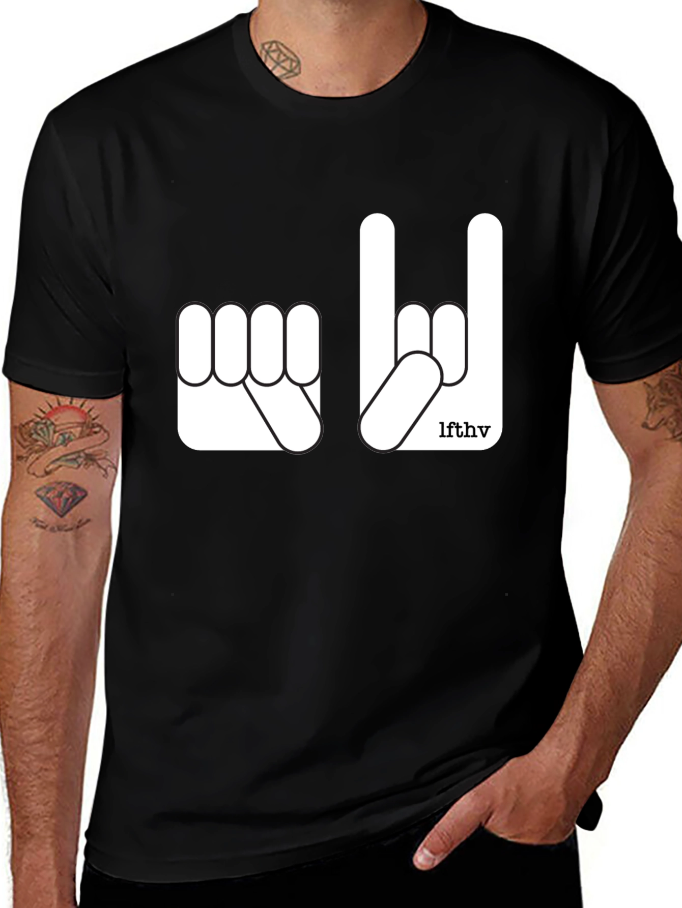 Variant 25 of Rock On Sign Language Graphic Tee