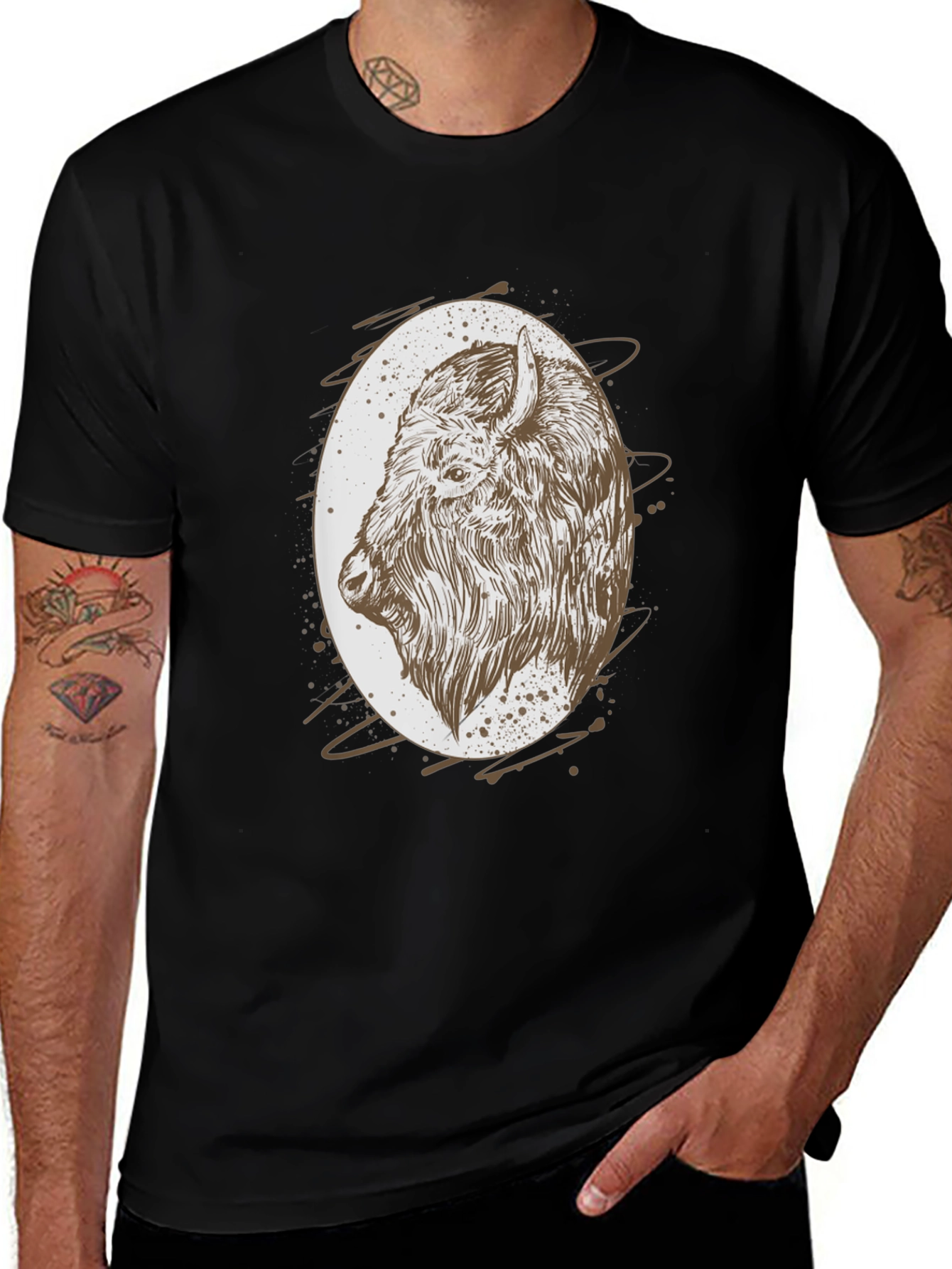 Variant 27 of Buffalo Graphic Tee - Men's Short Sleeve Black T-Shirt