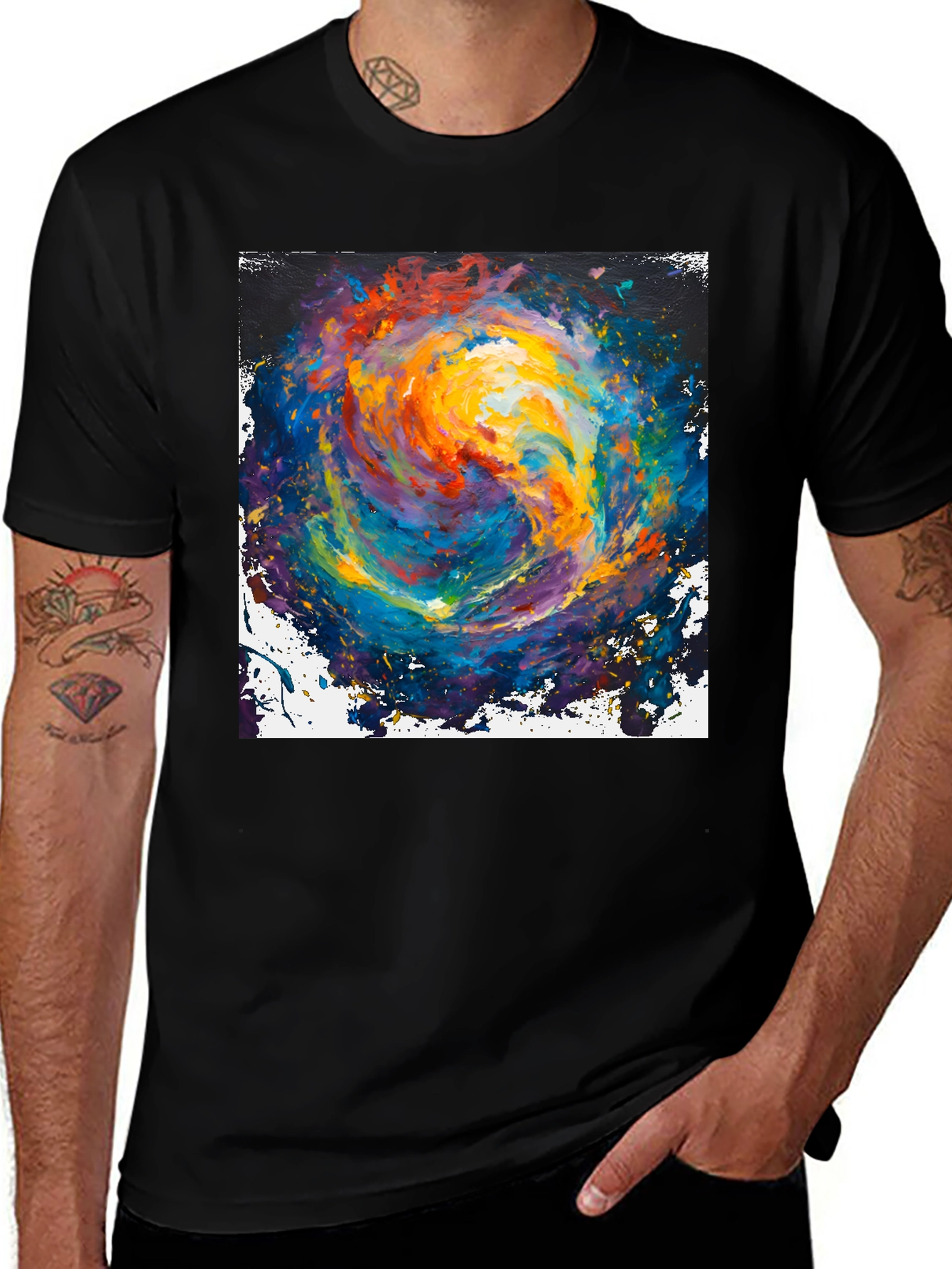 Variant 30 of Abstract Swirl Art Men's Black T-Shirt