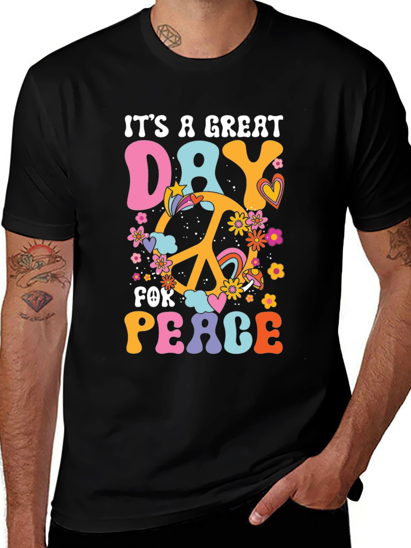 Variant 22 of It's A Great Day For Peace T-Shirt Hippie Flowers Love Retro
