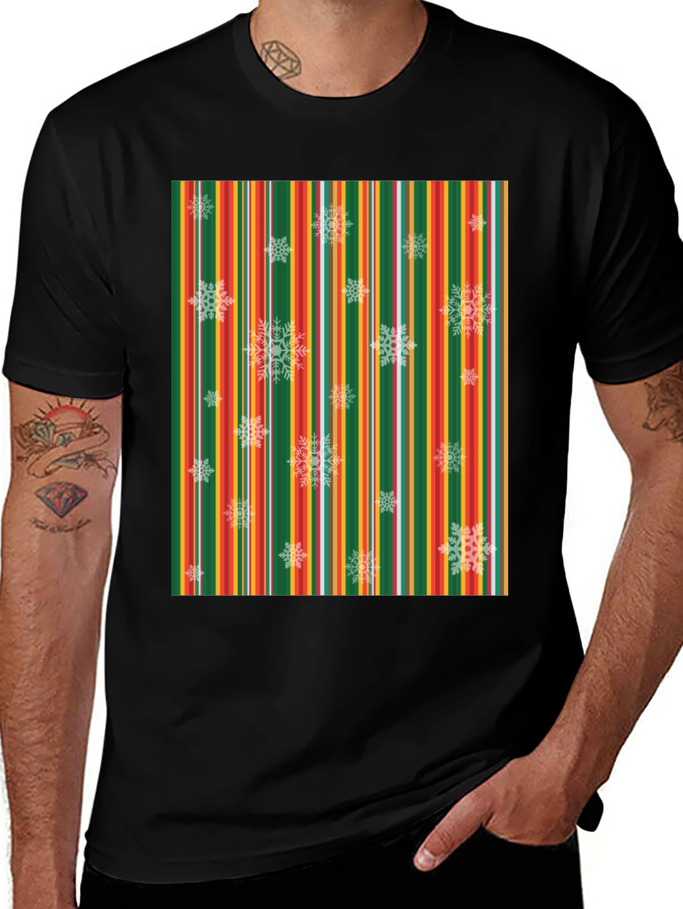 Variant 5 of Festive Striped Snowflake T-Shirt