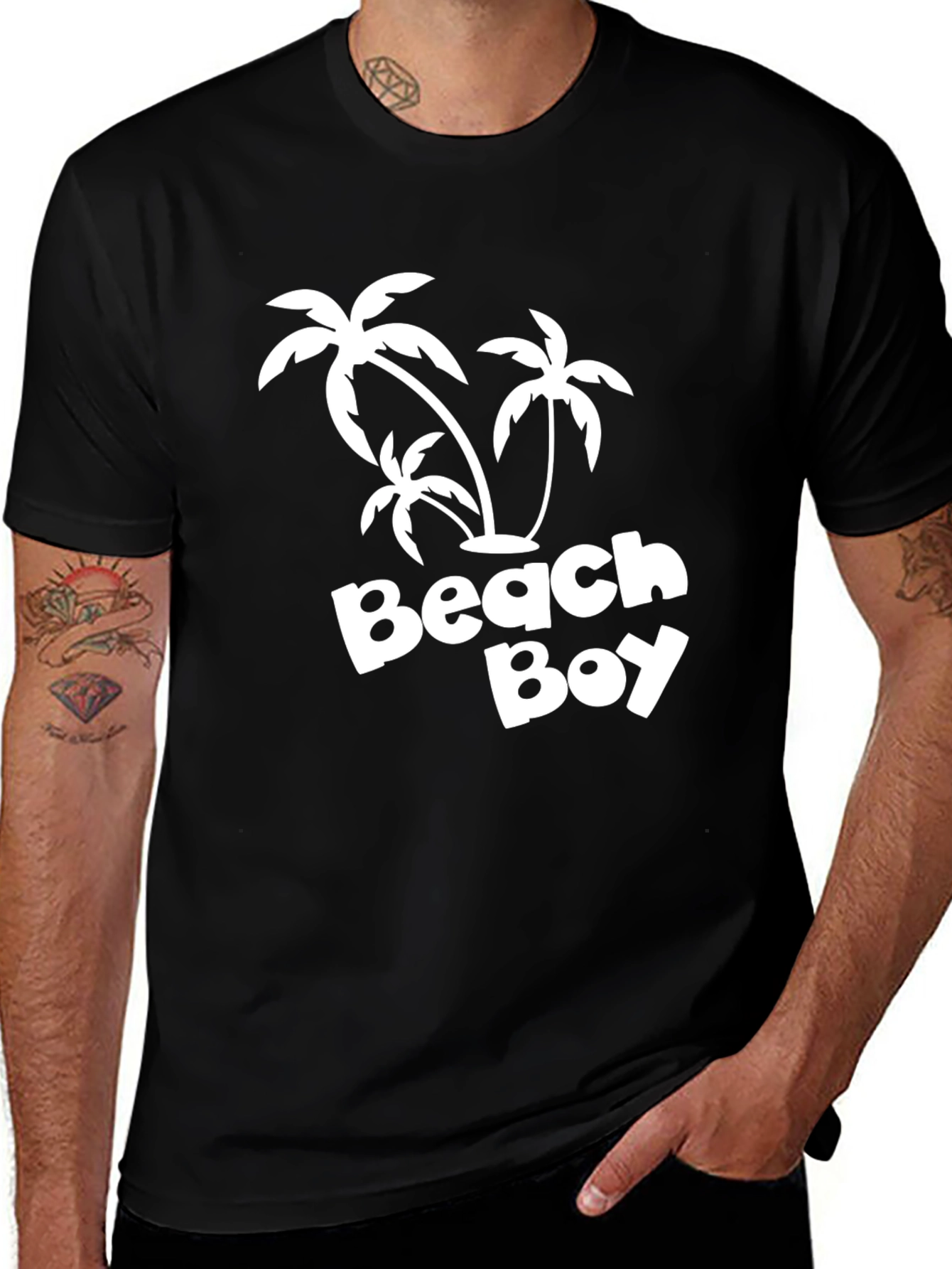 Variant 26 of Beach Boy Palm Tree Graphic Tee - Black