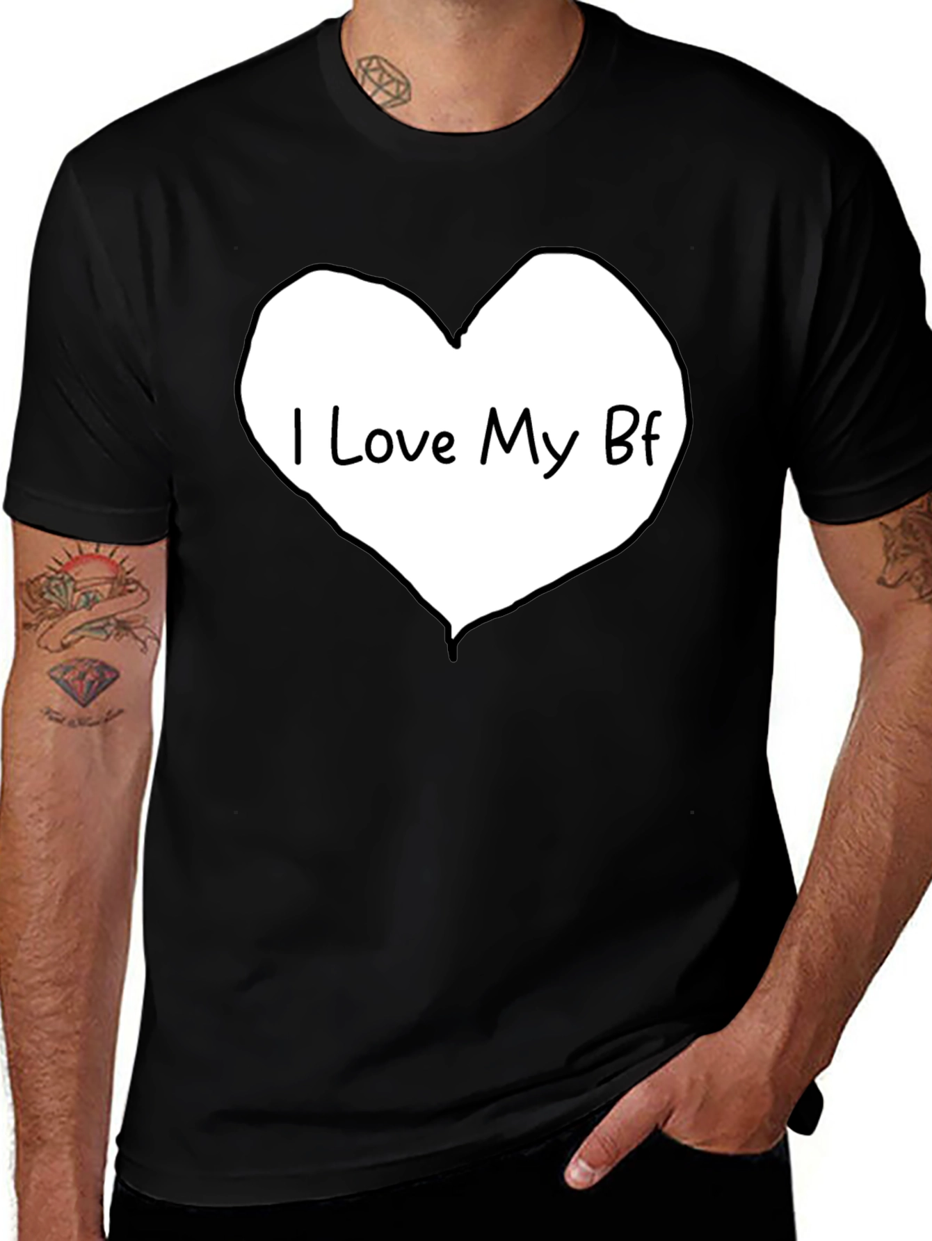 Variant 9 of I Love My BF Heart Graphic Tee - Black