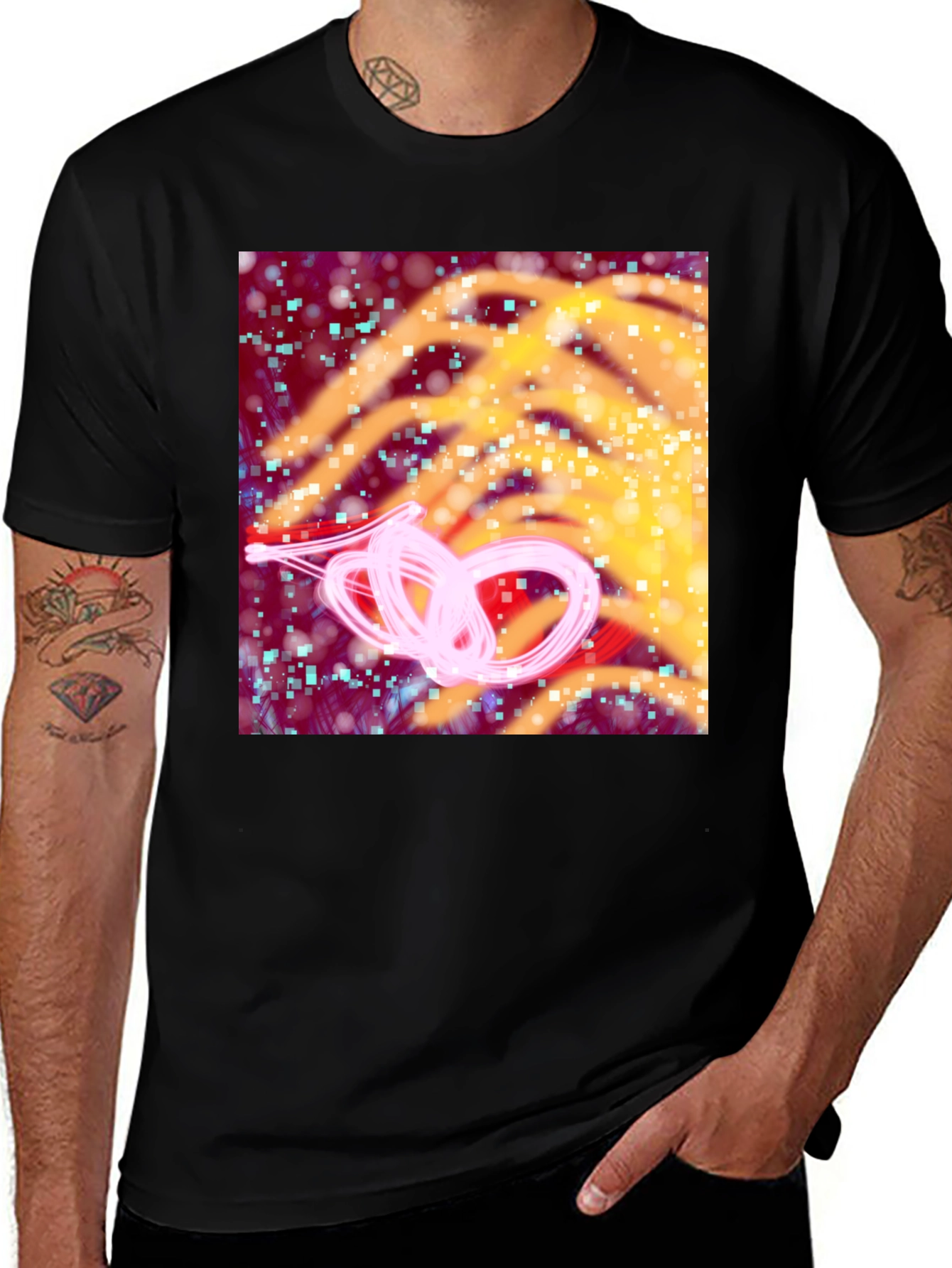 Variant 13 of Abstract Graphic Print Black T-Shirt