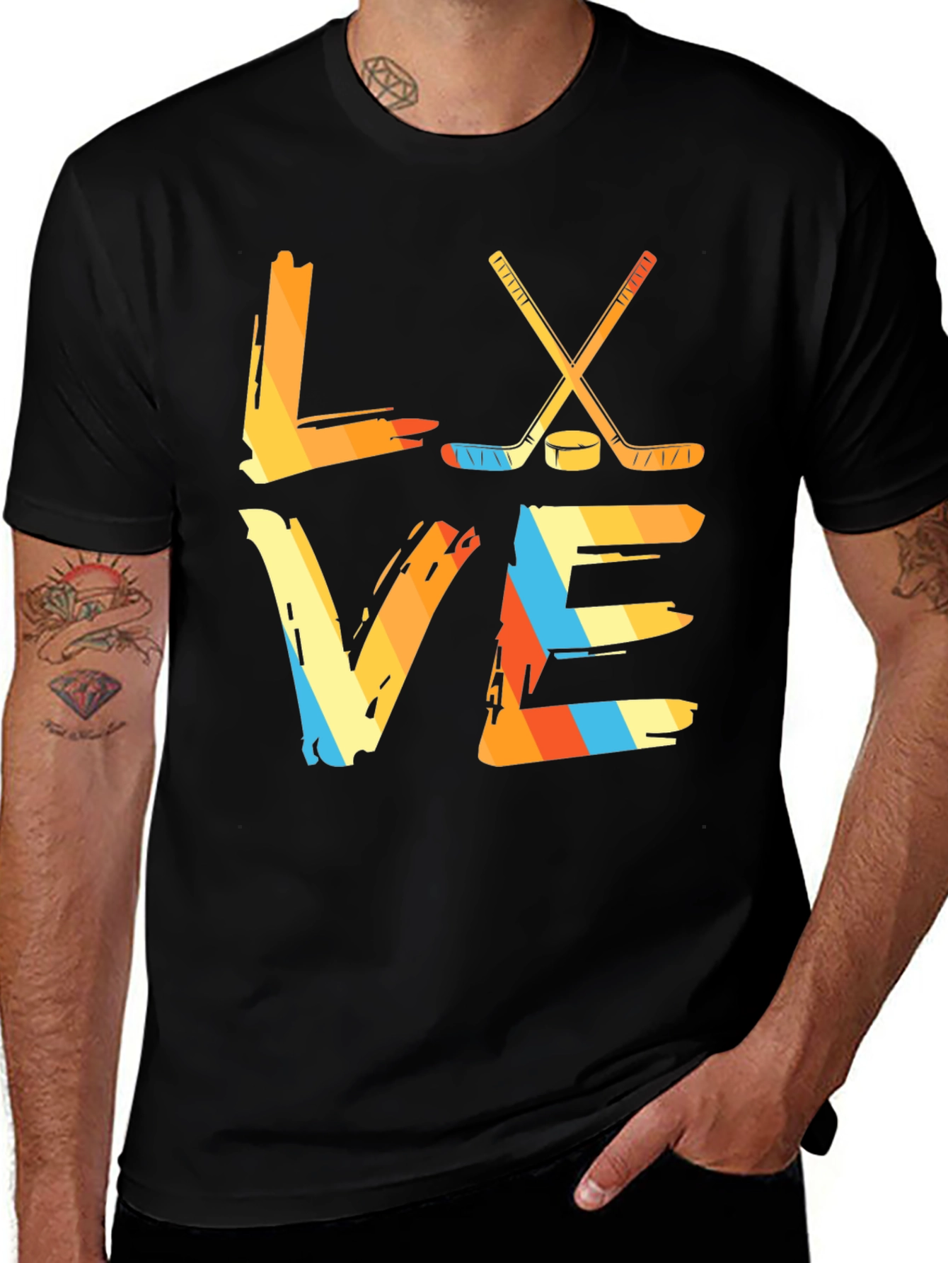 Variant 14 of Love Hockey Graphic Tee - Retro Hockey Shirt