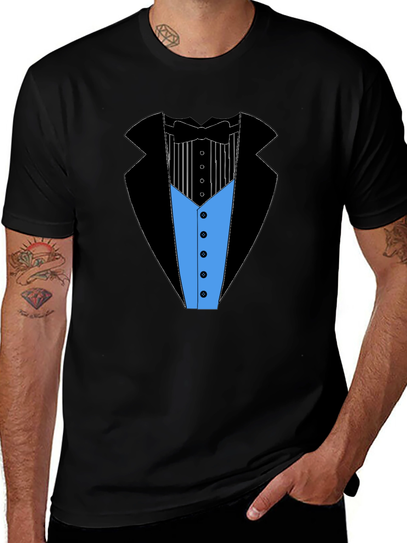 Variant 18 of Tuxedo Print Men's Black T-Shirt