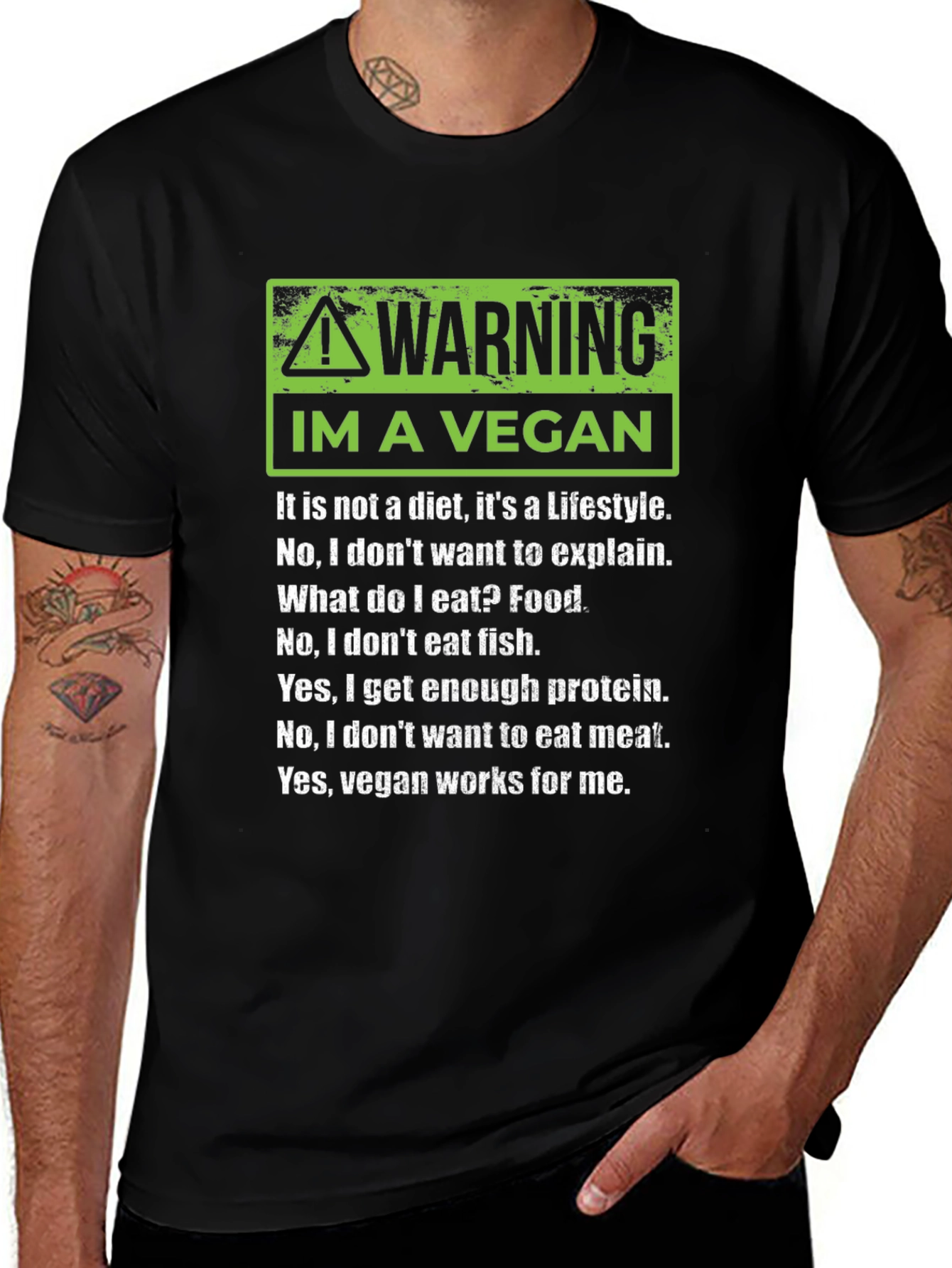 Variant 8 of Warning I'm A Vegan T-Shirt, Lifestyle Tee