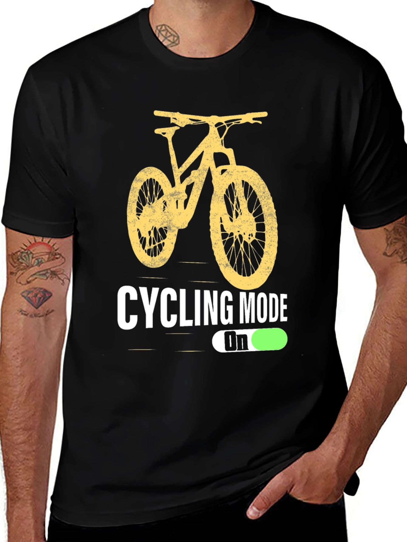 Variant 13 of Cycling Mode On - Men's Black Graphic Tee