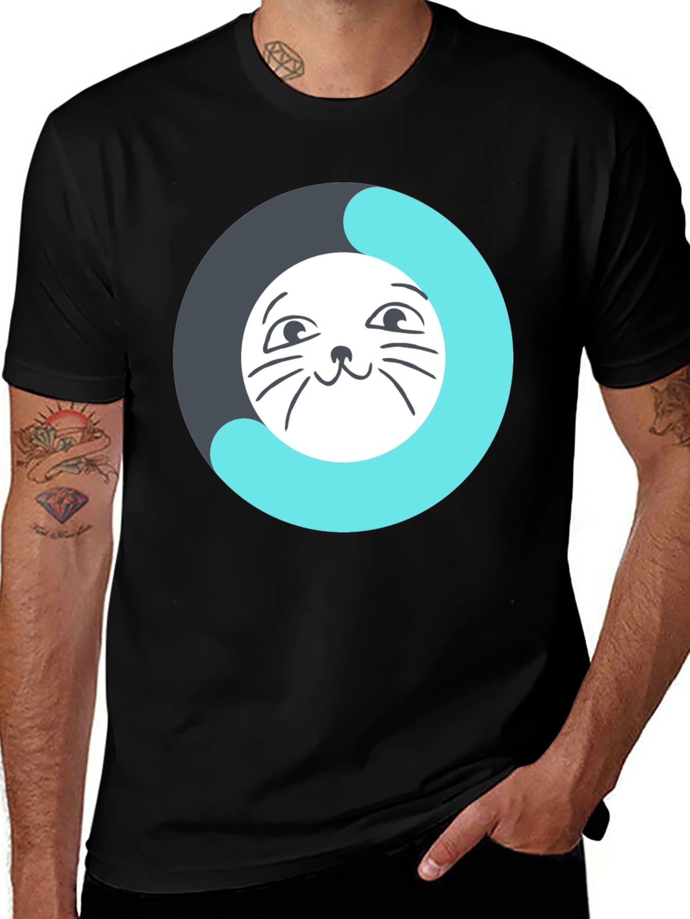 Variant 24 of Cute Cat Graphic Tee - Black