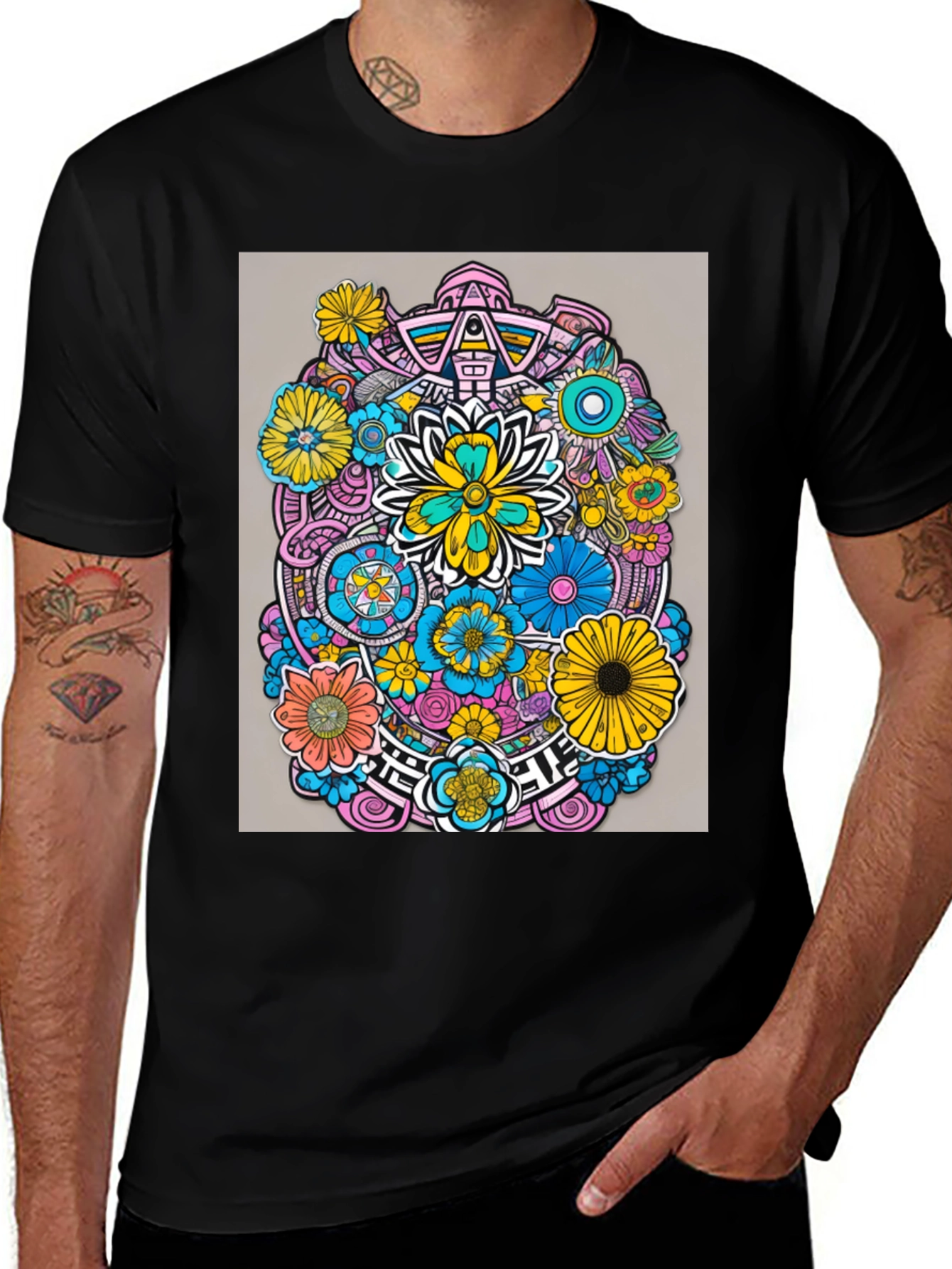 Variant 24 of Psychedelic Floral Print T-Shirt