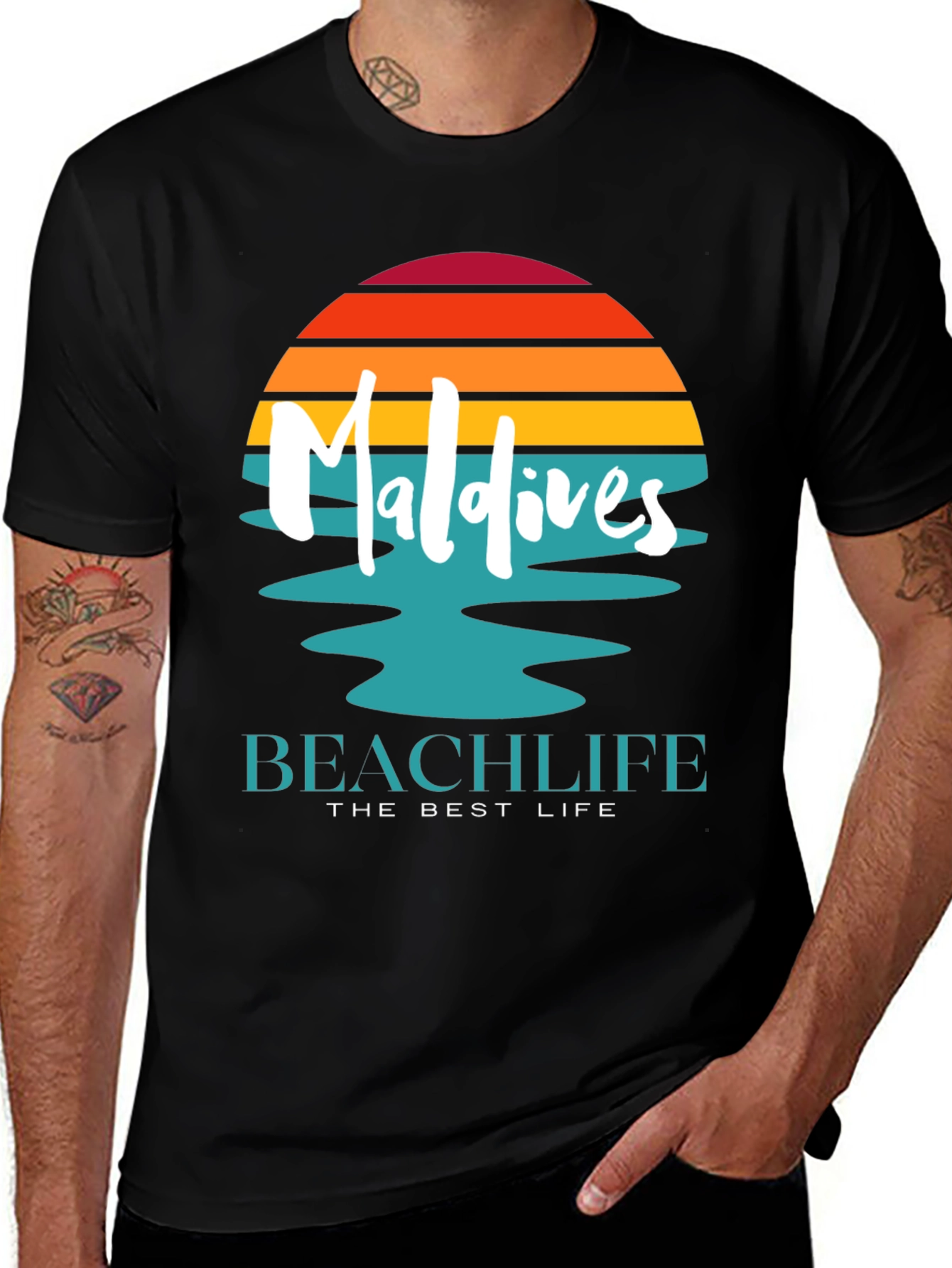 Maldives Beach Life T-Shirt - Sunset Graphic Tee