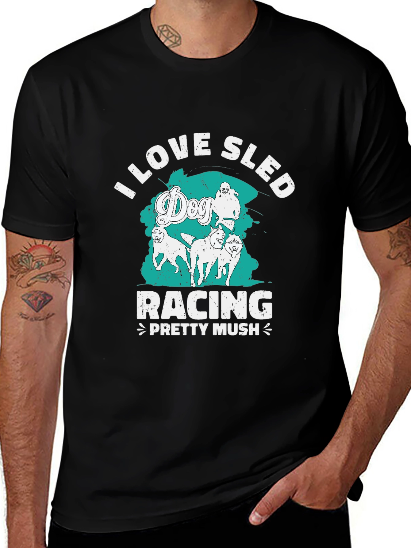 Variant 7 of I Love Dog Sled Racing Tee