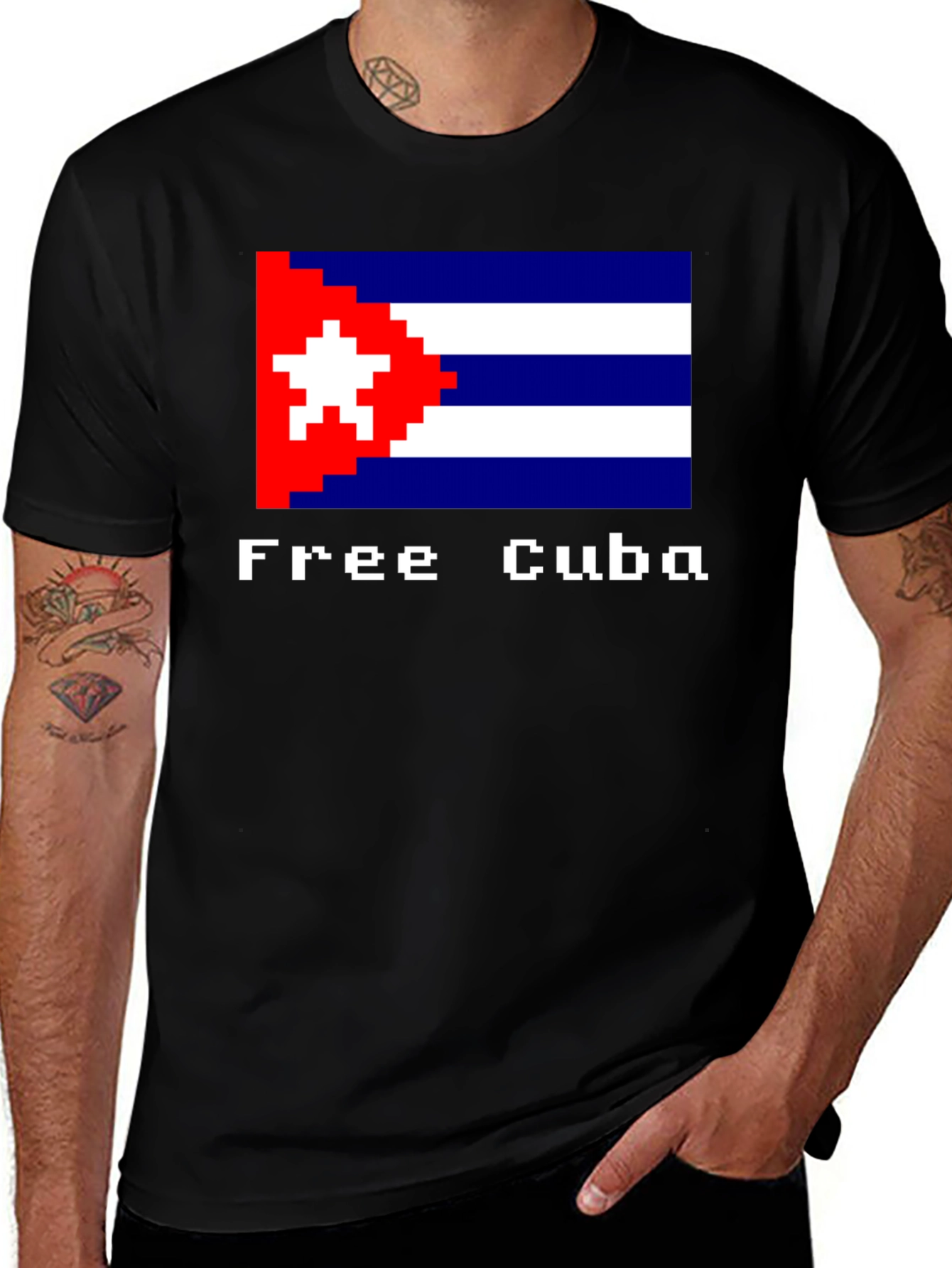 Free Cuba Pixel Art Flag T-Shirt