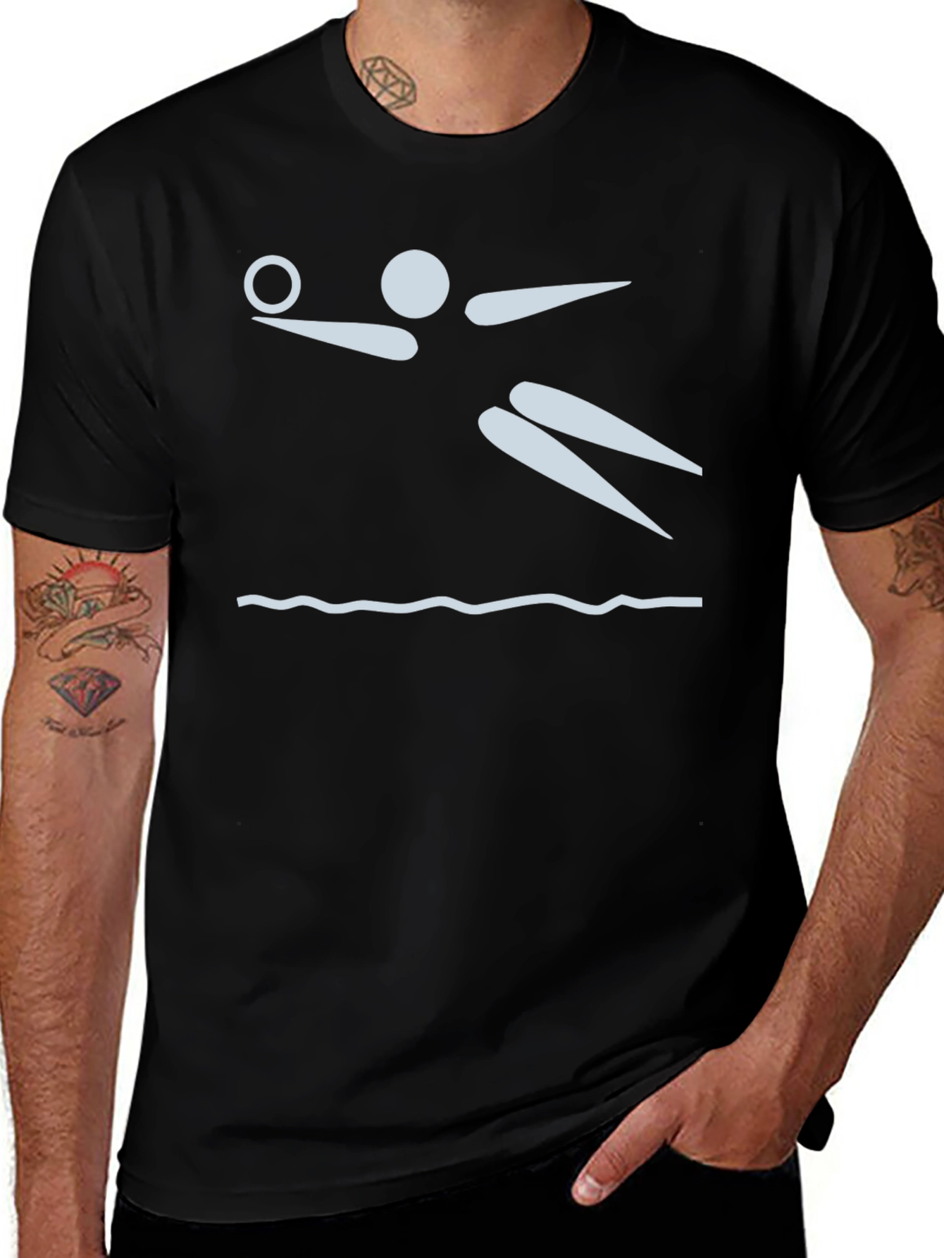Variant 19 of Water Polo Player Graphic T-Shirt - Black