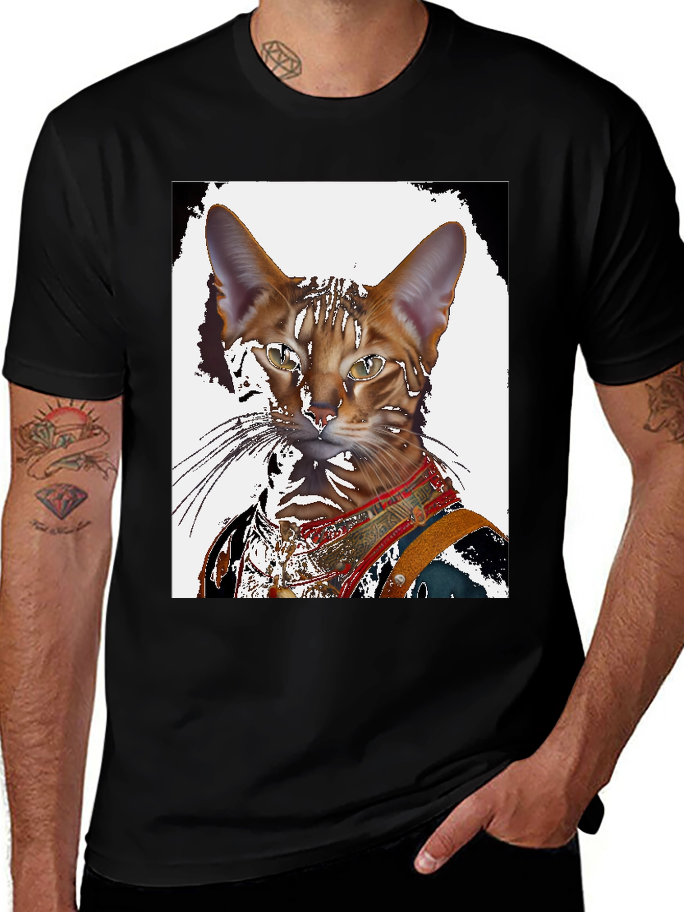 Variant 20 of Royal Cat Portrait Black T-Shirt