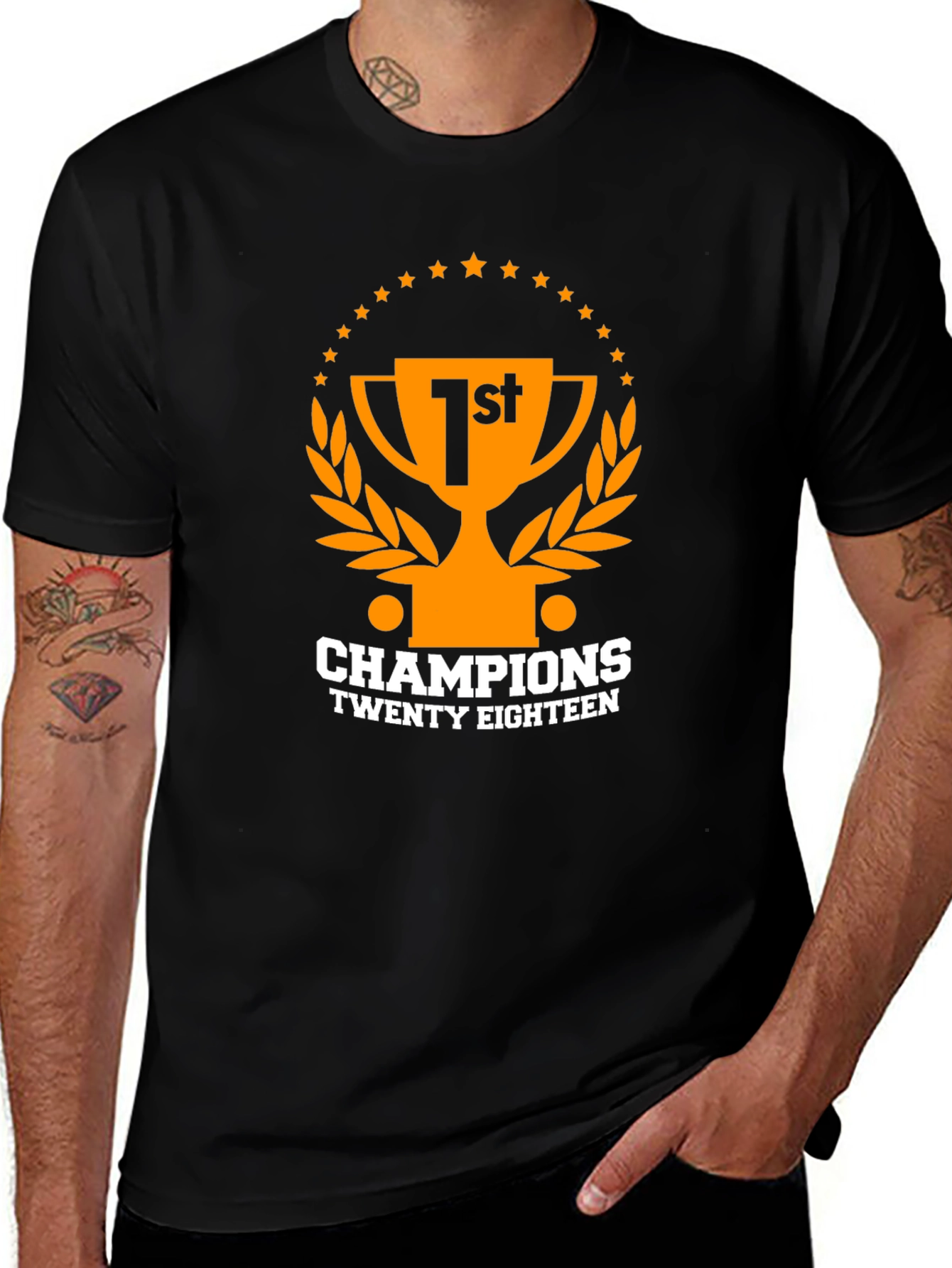 Champions 1st Place Trophy Graphic T-Shirt - Black