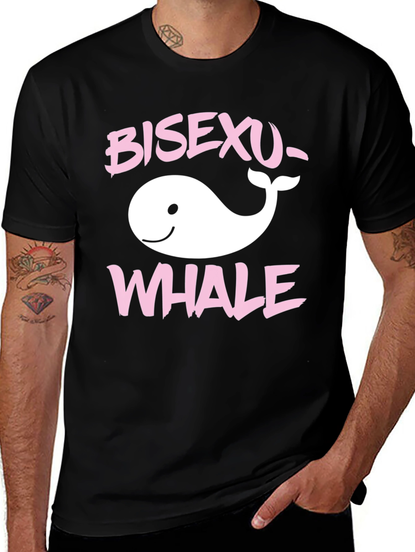 Variant 17 of Bisexuwhale Graphic Tee - Black Cotton T-Shirt