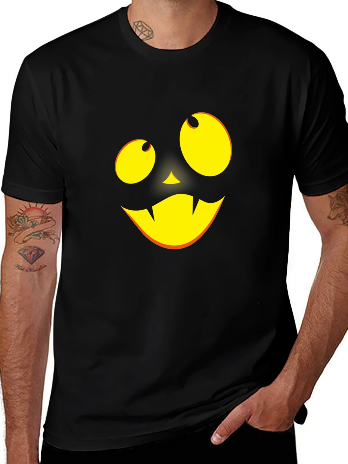 Halloween Pumpkin Face Black T-Shirt