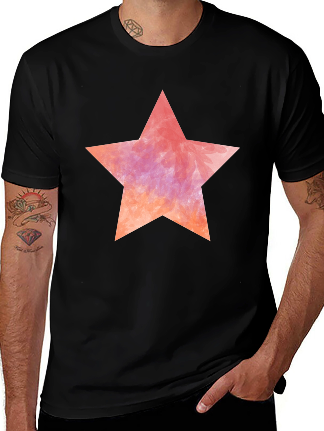 Variant 3 of Watercolor Star Black T-Shirt