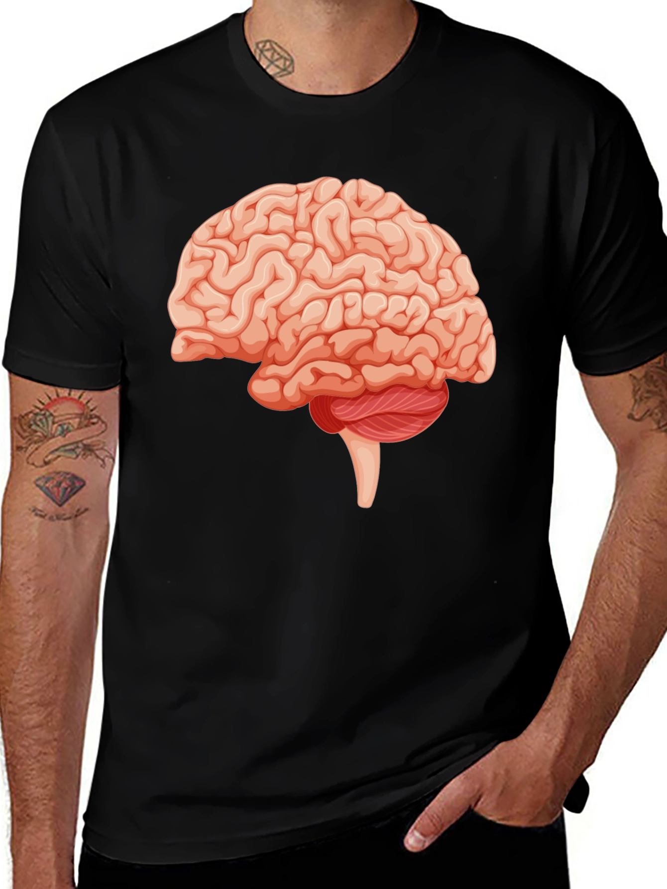 Variant 17 of Brain Graphic Black T-Shirt