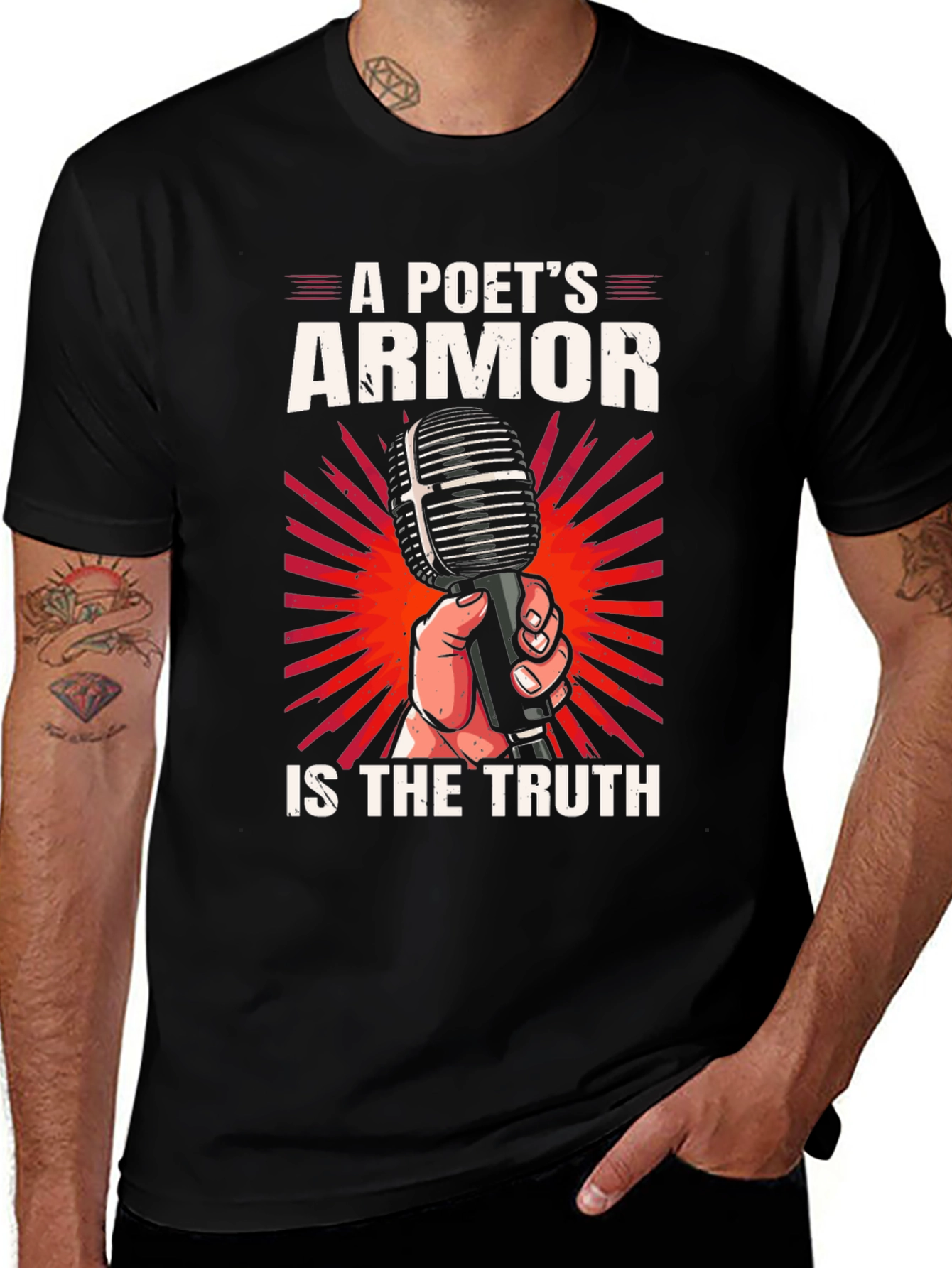Variant 24 of Poet's Armor T-Shirt - Truth Microphone Design