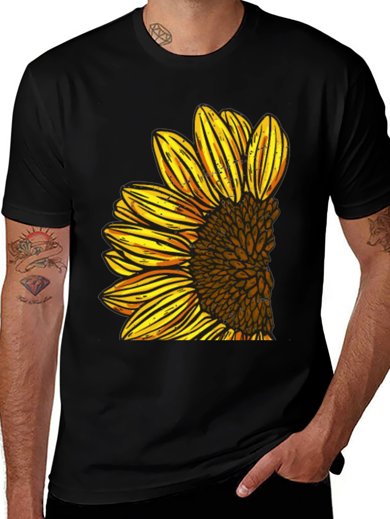 Variant 7 of Sunflower Graphic Print Black T-Shirt