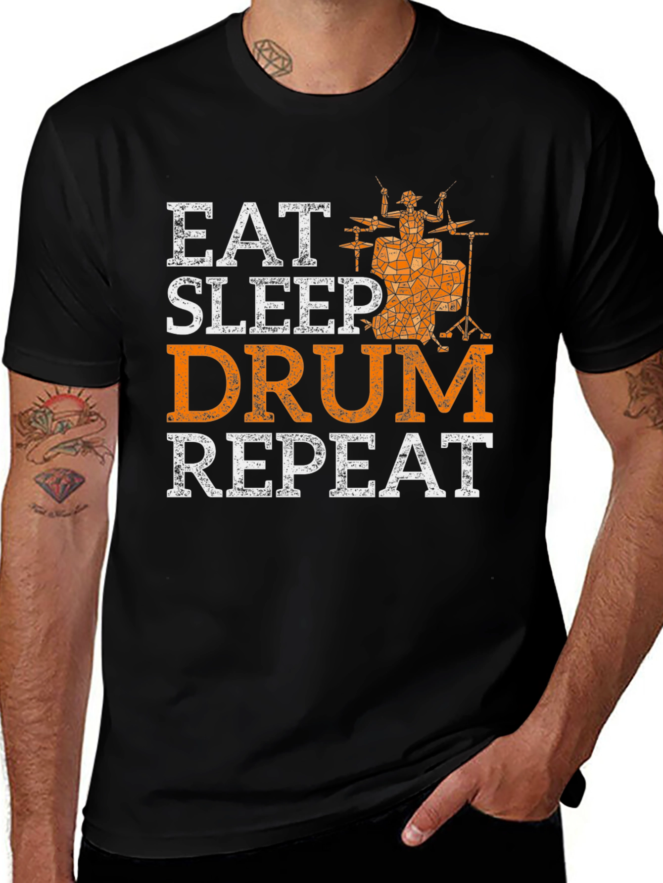 Variant 23 of Eat Sleep Drum Repeat Black T-Shirt