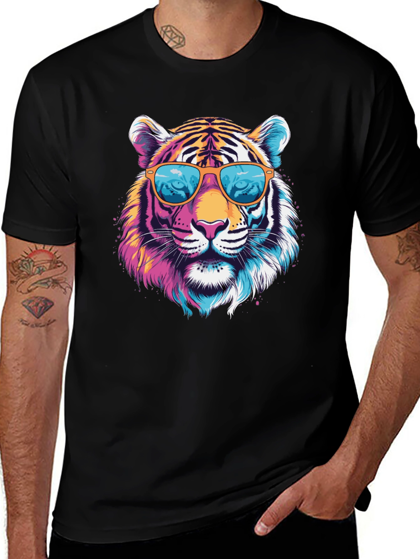 Variant 17 of Cool Tiger Graphic Tee - Retro Style